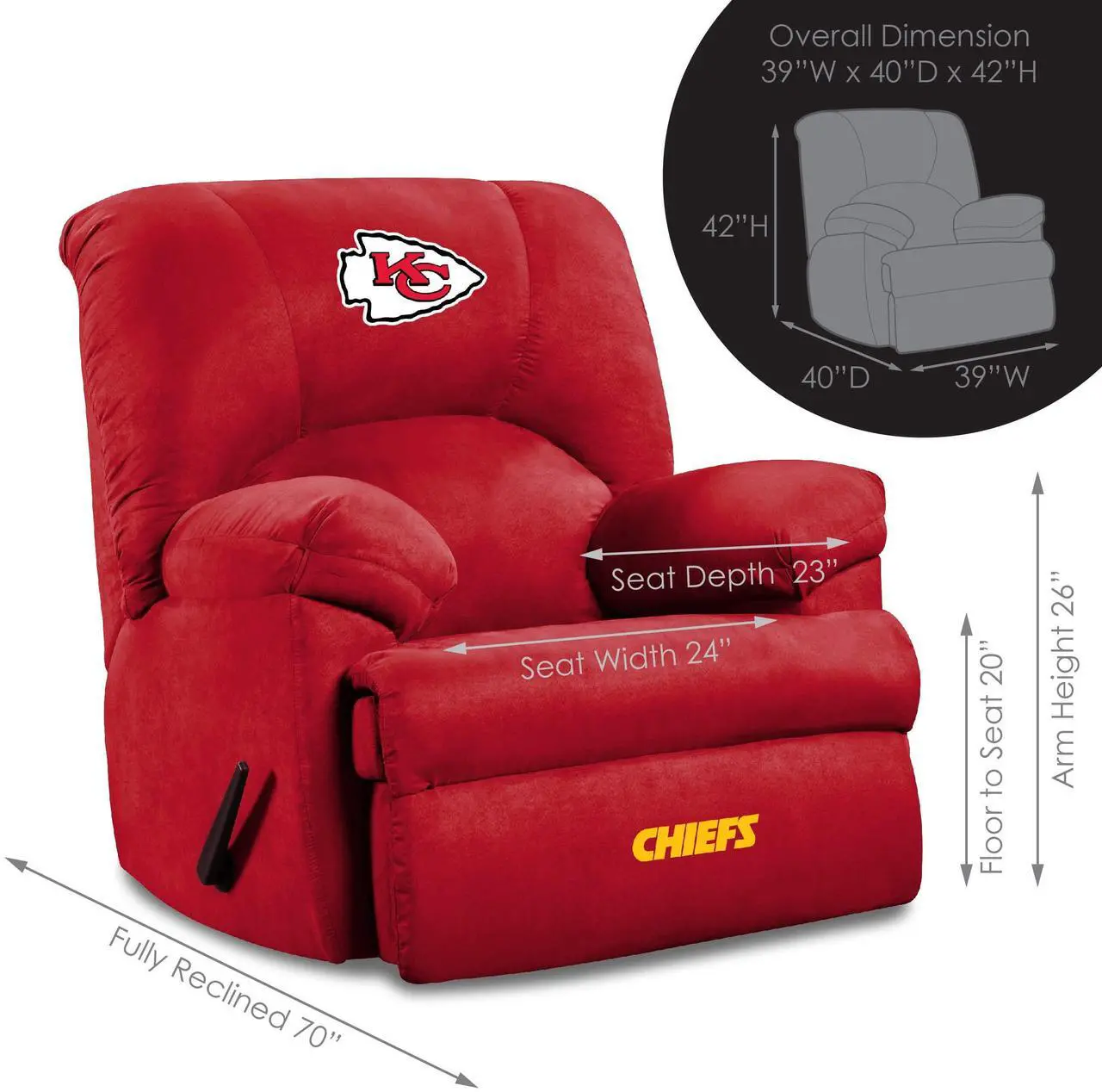 Alt view image 4 of 5 - Imperial Officially Licensed NFL Furniture: Kansas city chiefs gM Recliner
