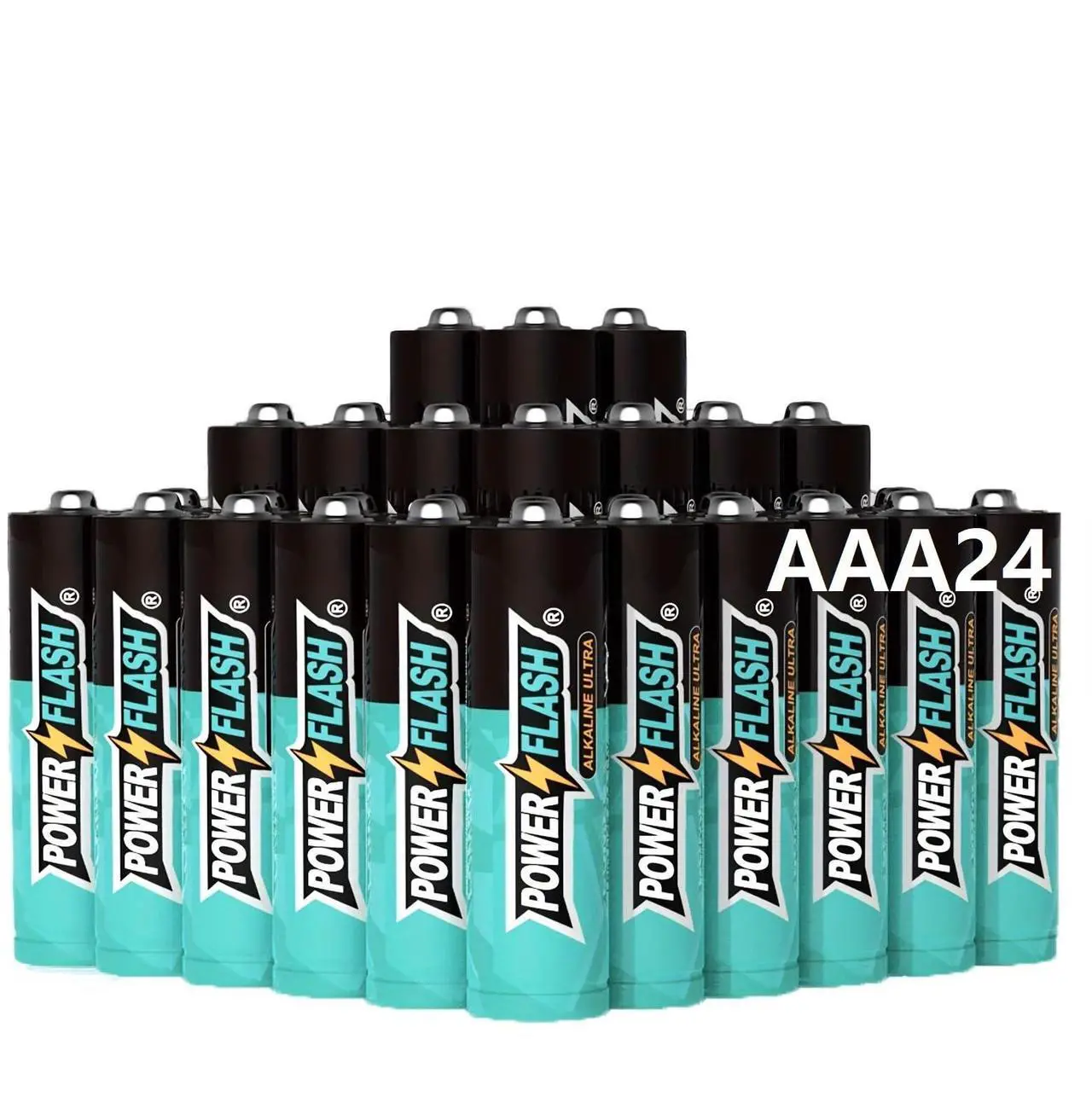 Main image of POWER FLASH Alkaline AAA24 Batteries 1.5V long lasting batteries are ideal for use in high tech devices, clocks, remotes, and other household devices.