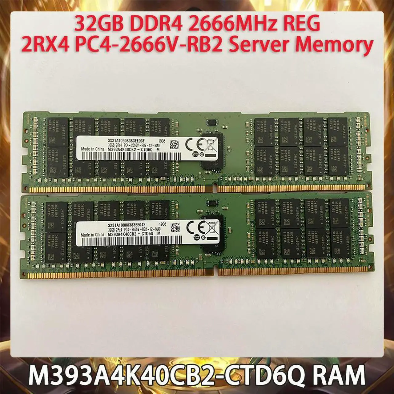 Main image of M393A4K40CB2-CTD6Q RAM For 32GB DDR4 2666MHz REG 2RX4 PC4-2666V-RB2 Server Memory