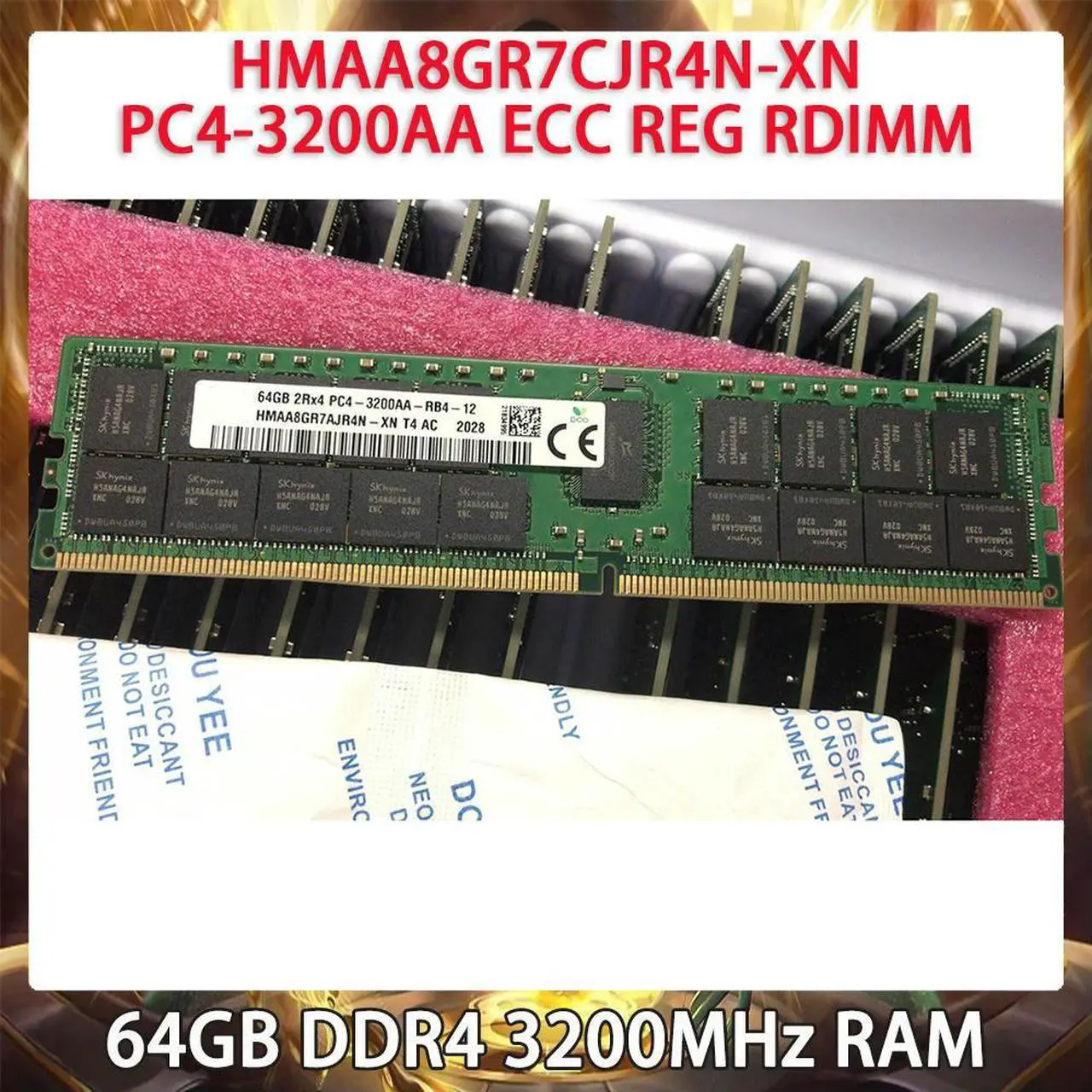 Alt view image 2 of 3 - 1 Pcs RAM 64GB DDR4 3200MHz 3200 HMAA8GR7CJR4N-XN PC4-3200AA ECC REG RDIMM For SK Hynix Server Memory