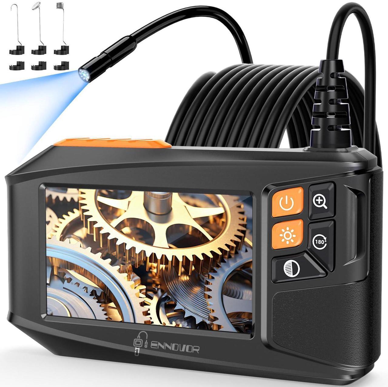 Main image of Endoscope Camera with Light, 1920P HD 4.3" Display Borescope Camera with 8 Adjustable LED Lights, 16.5ft Semi-Rigid Snake Camera with Light, IP67 Waterproof Inspection Camera, Cool Gadgets for Men
