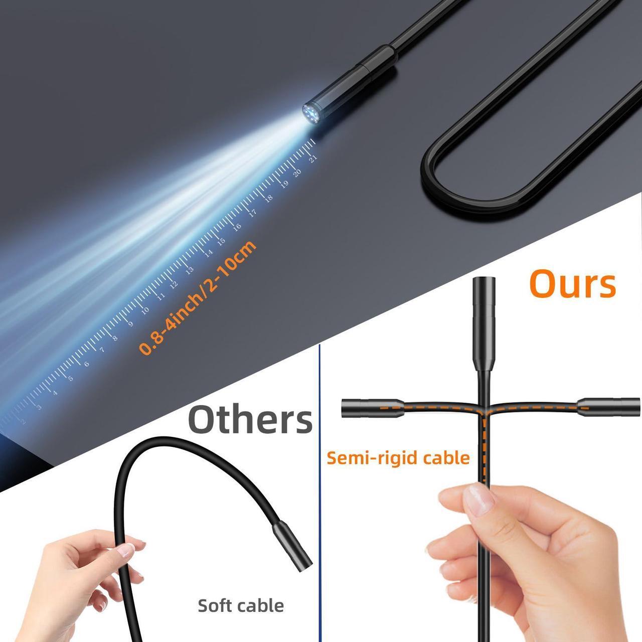 Alt view image 4 of 7 - Endoscope Camera with Light, 1920P HD 4.3" Display Borescope Camera with 8 Adjustable LED Lights, 16.5ft Semi-Rigid Snake Camera with Light, IP67 Waterproof Inspection Camera, Cool Gadgets for Men