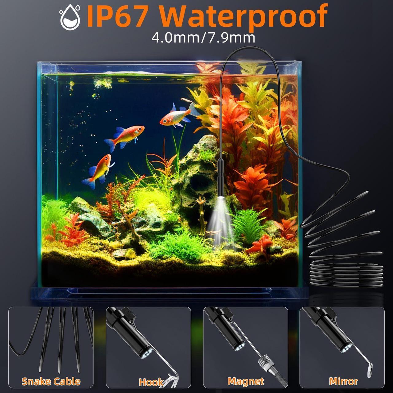 Alt view image 5 of 7 - Endoscope Camera with Light, 1920P HD 4.3" Display Borescope Camera with 8 Adjustable LED Lights, 16.5ft Semi-Rigid Snake Camera with Light, IP67 Waterproof Inspection Camera, Cool Gadgets for Men