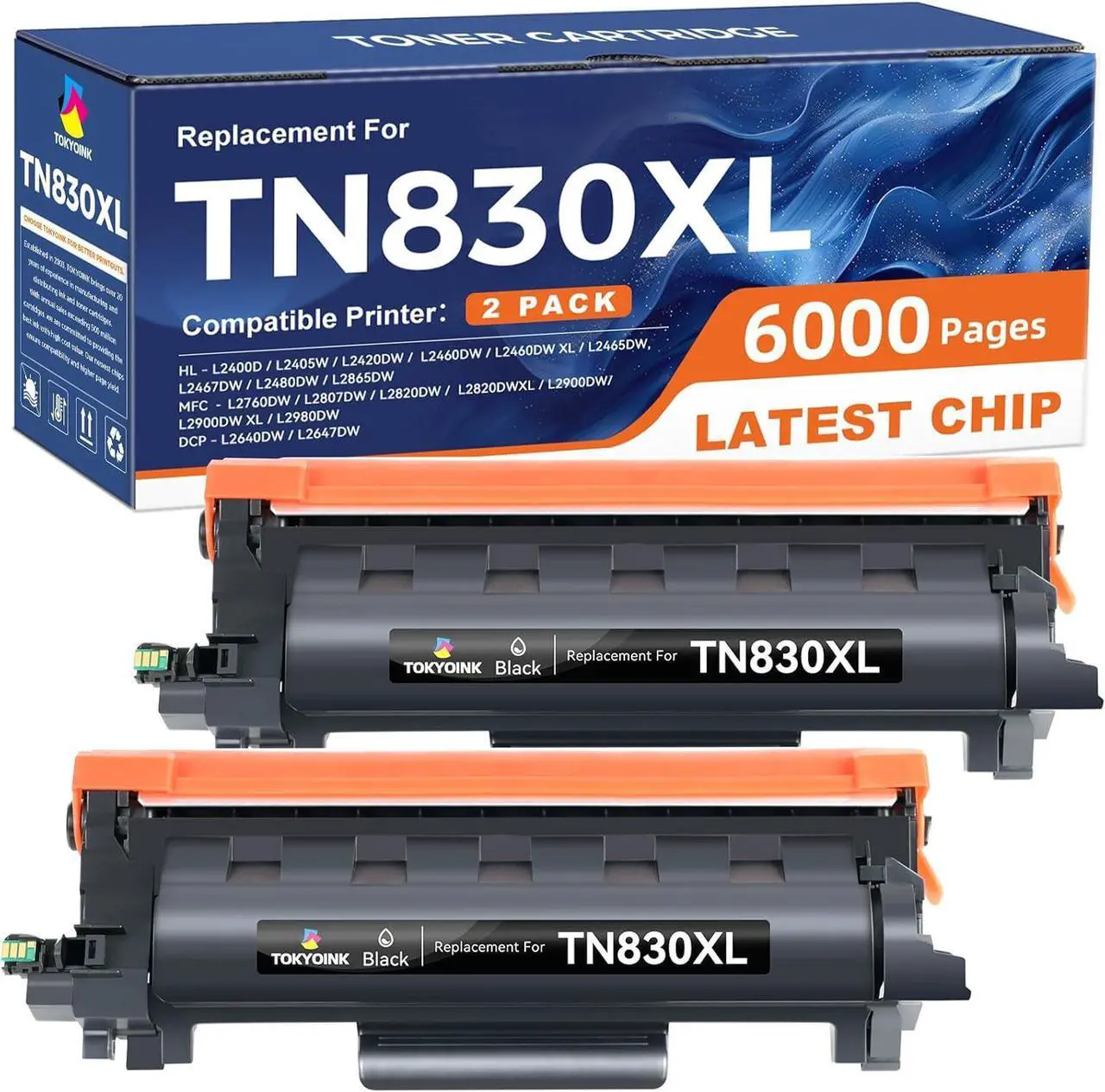 Main image of Ennovor Compatible TN830XL Toner Replacement for Brother TN830XL TN830 XL Toner use with HL-L2460DW HL-L2405W HL-L2480DW HL-L2400D MFC-L2820DW MFC-L2820DW XL DCP-L2640DW Printer (2 Pack Black)