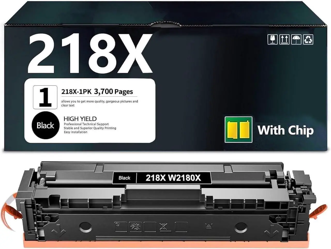 Main image of Ennovor 218X Black Toner Cartridges with CHIP 1 Pack High Yield Replacement for 218X W2180X Toner Cartridge Color Pro 3201dw MFP 3301cdw 3301fdw 3301sdw Printer