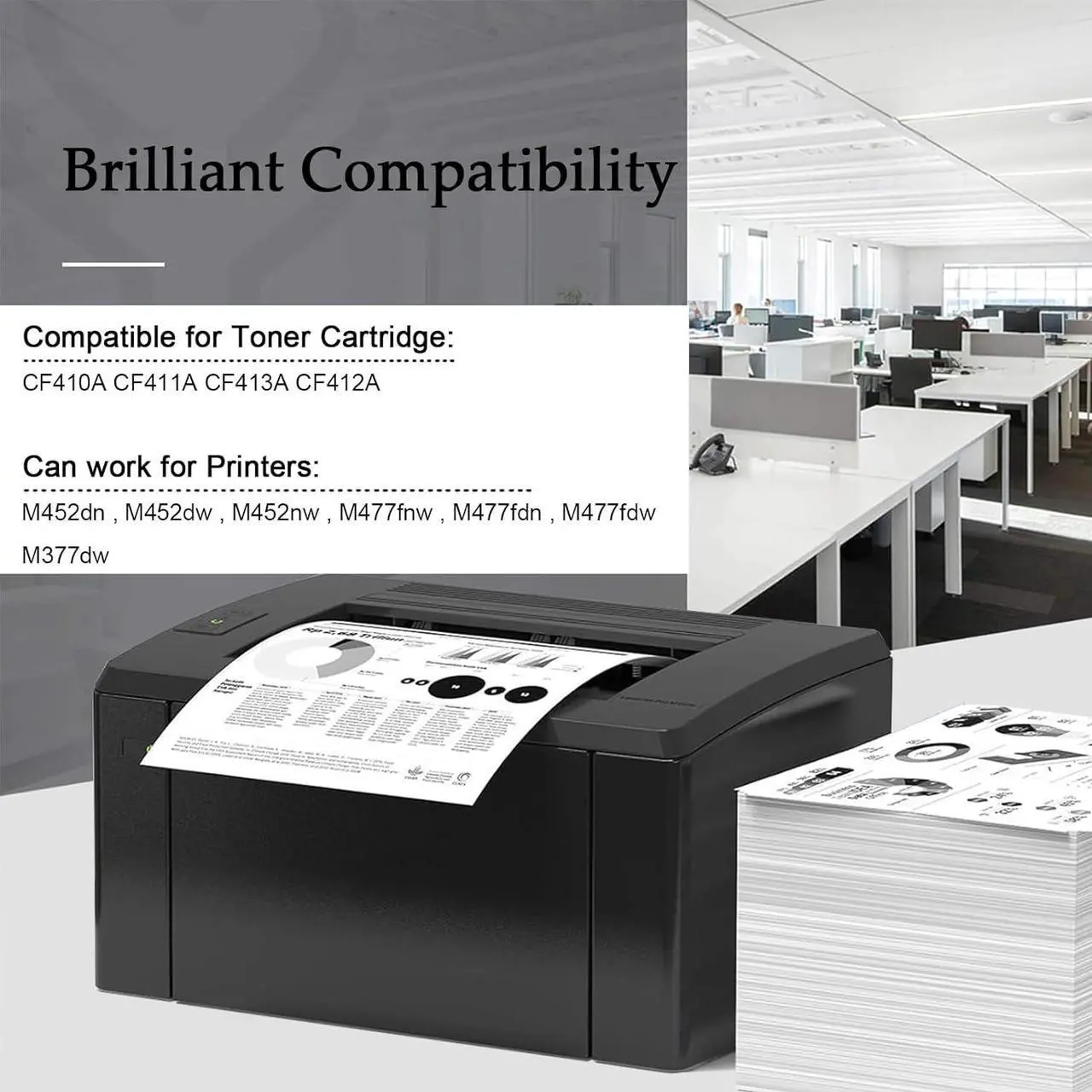 Alt view image 2 of 7 - Ennovor 410A Toner Cartridges Compatible for HP 410A CF411A Cyan Toner Cartridge Work for HP Laserjet Pro M452dn M452dw M452nw M477fnw M477fdn M477fdw M377dw Printers