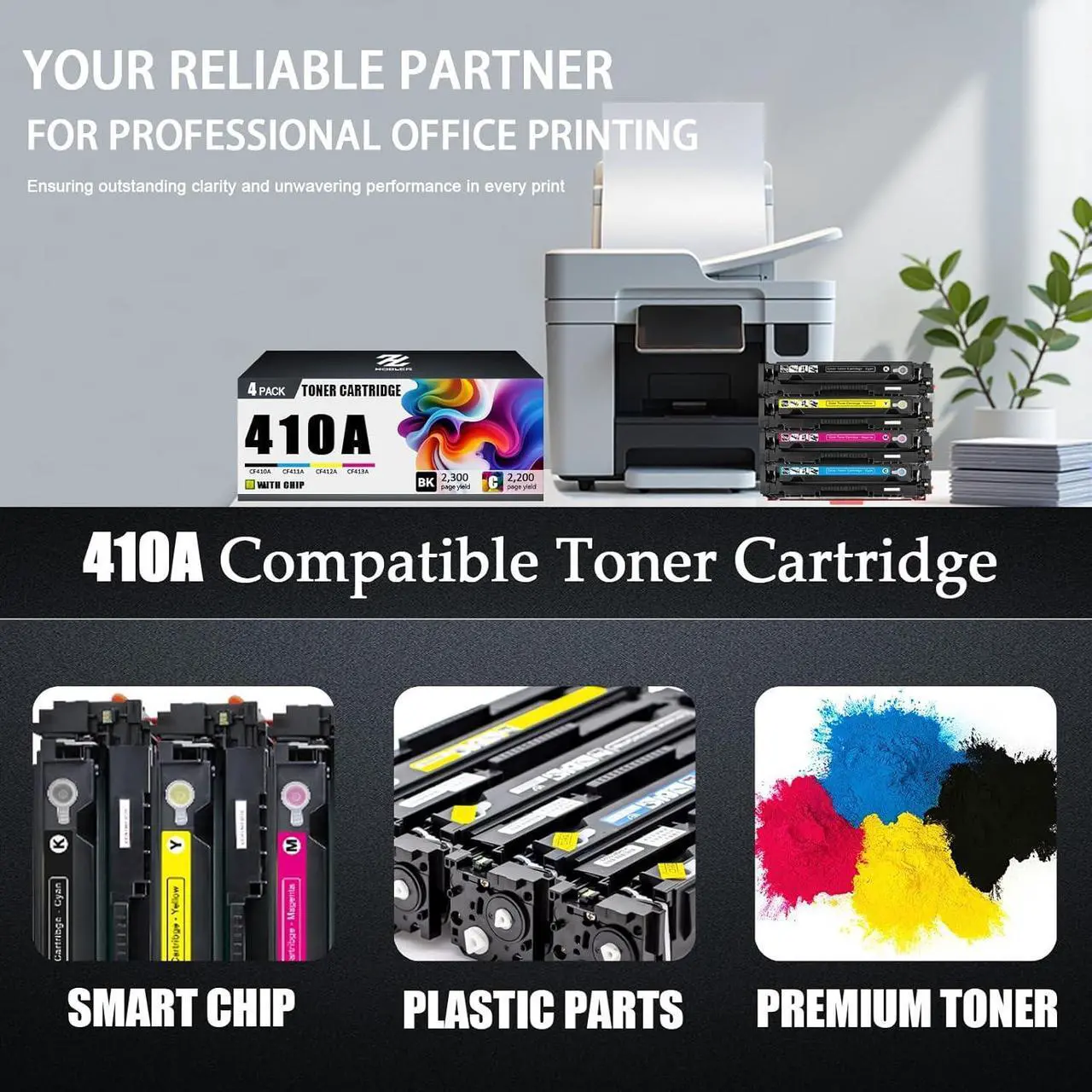 Alt view image 4 of 7 - Ennovor 410A Toner Cartridges Compatible for HP 410A CF411A Cyan Toner Cartridge Work for HP Laserjet Pro M452dn M452dw M452nw M477fnw M477fdn M477fdw M377dw Printers