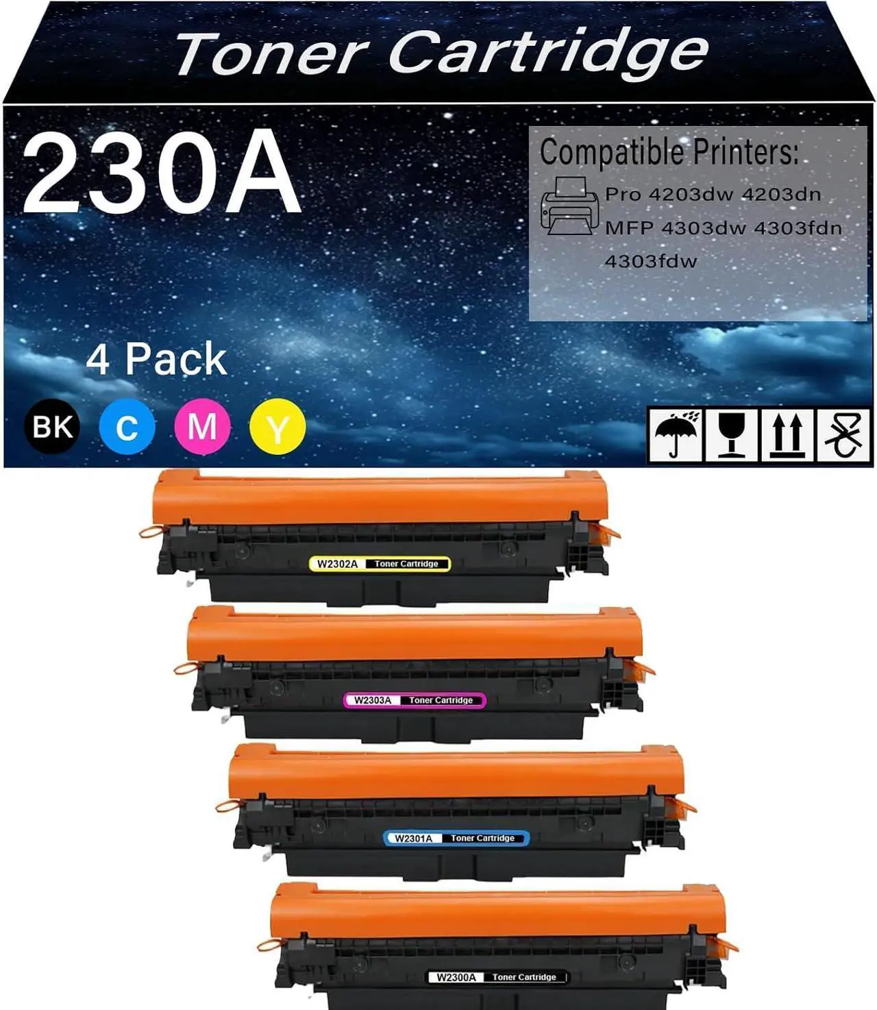Main image of Ennovor (with Chip) Remanufactured 230A W2300A W2301A W2303A W2302A Toner Cartridge Works for Pro 4203dw 4203dn MFP 4303dw 4303fdn 4303fdw Printers (4-Pack)