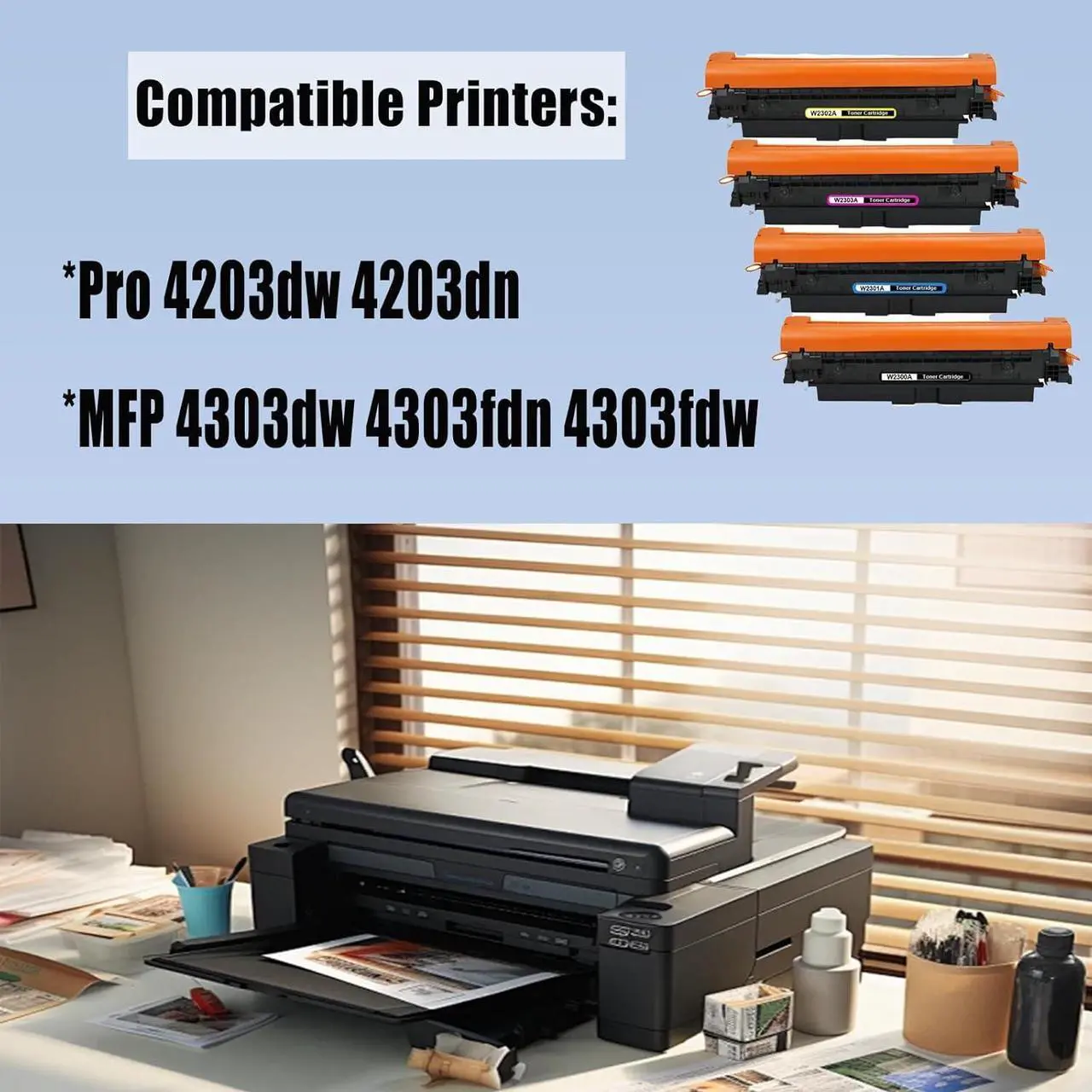 Alt view image 2 of 5 - Ennovor (with Chip) Remanufactured 230A W2300A W2301A W2303A W2302A Toner Cartridge Works for Pro 4203dw 4203dn MFP 4303dw 4303fdn 4303fdw Printers (4-Pack)
