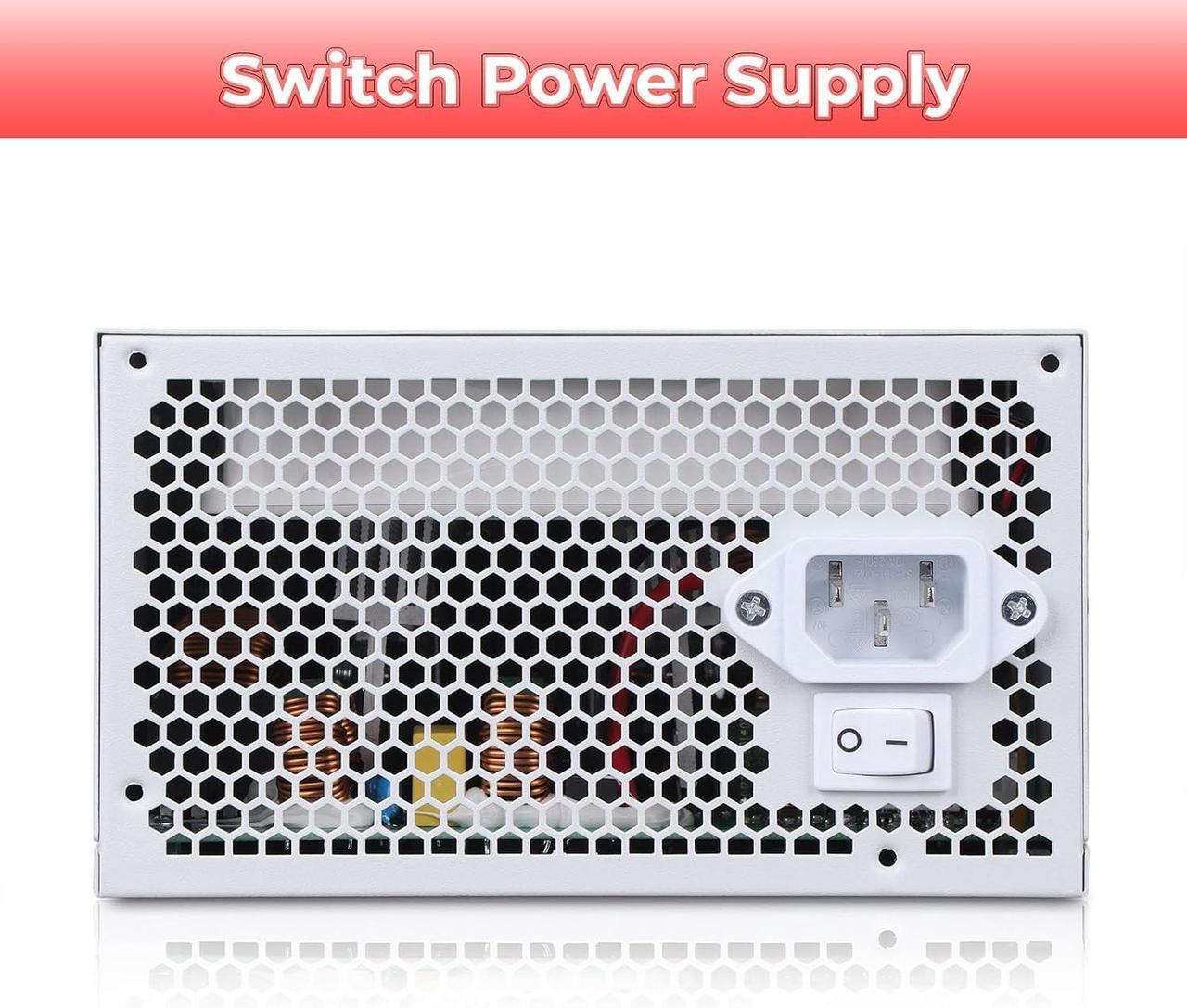 Alt view image 7 of 7 - Power Supply 650W Standard ATX PC PSU 80 Plus Gold Non Modular Full Voltage 110-240V Active PFC with 20+4Pin Motherboard Power Cable for Desktop Gaming Server White