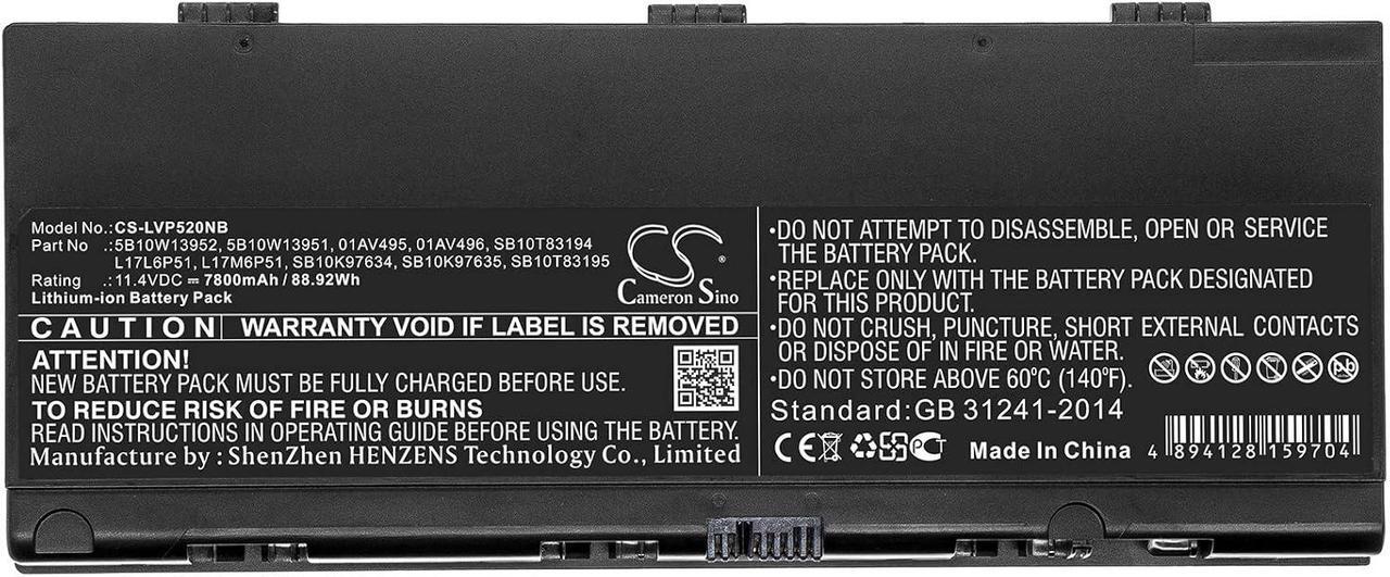 Alt view image 3 of 3 - AQQXING New Rechargeable Battery for Thinkpad P52, ThinkPad P52 C00, ThinkPad P52 K00, ThinkPad P52 L00, ThinkPad P52(20M9A014CD) (7800mAh) 01AV495, 01AV496, 5B10W13951, 5B10W13952, L17L6P51