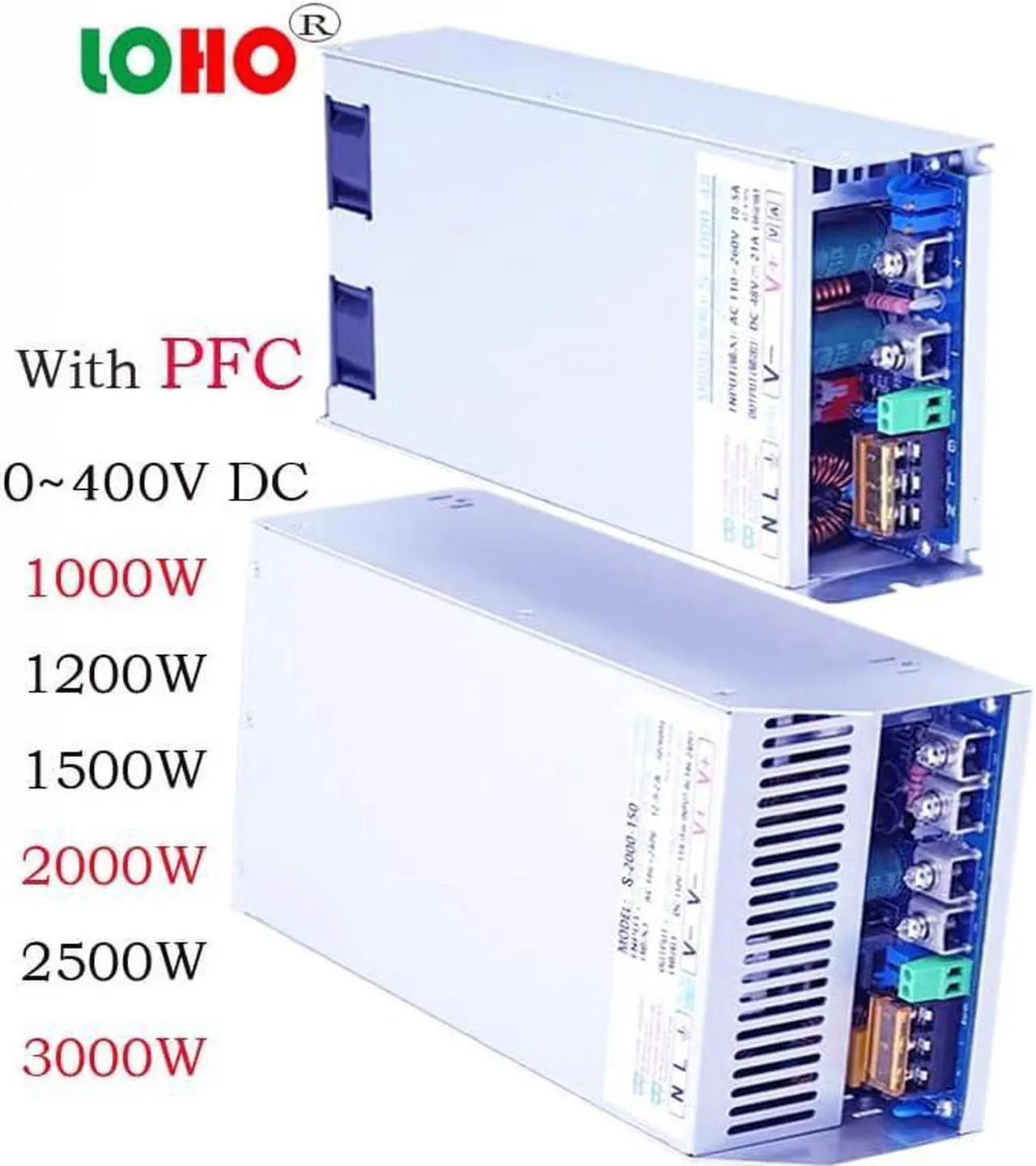 Alt view image 3 of 7 - 0~300V Regulable Switching Power Supply 2000W 48V 24V 1000W 110V 150V 2500W with PFC Function AC110-240V to DC Power Supply RSP-2500W for Industrial quipment (0~150Votls, 2000 Watts, PFC 800W~3000W)