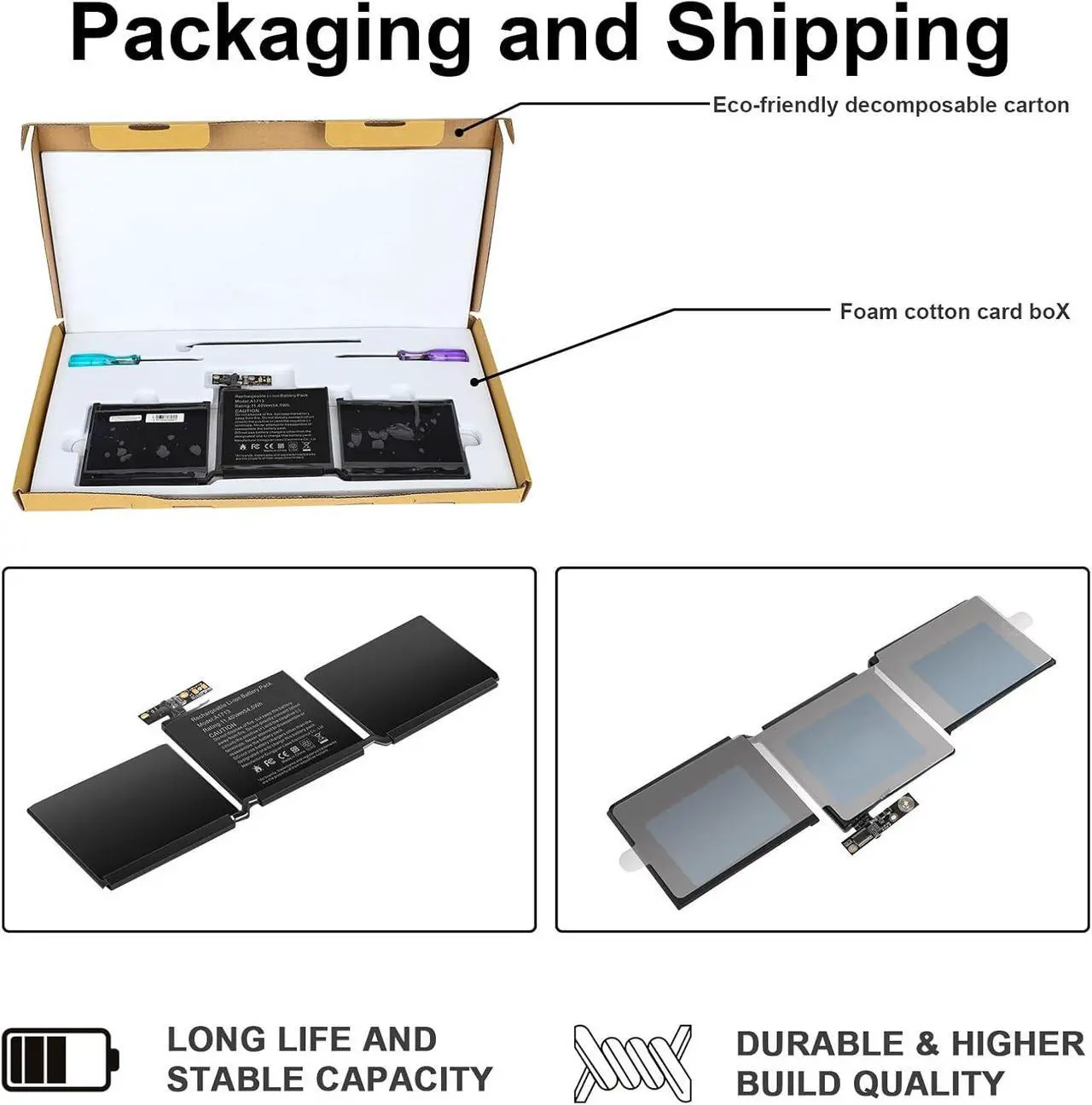Alt view image 5 of 7 - A1708 A1713 Laptop Battery Replacement for MacBook Pro 13 Inch A1708 (Late 2016, Mid 2017, Mid 2019, 2020), EMC 2978 3164, A2171 Battery for MacBook Pro 13 Inch A2159 (2019) A2289 (2020) A2338 (2020)