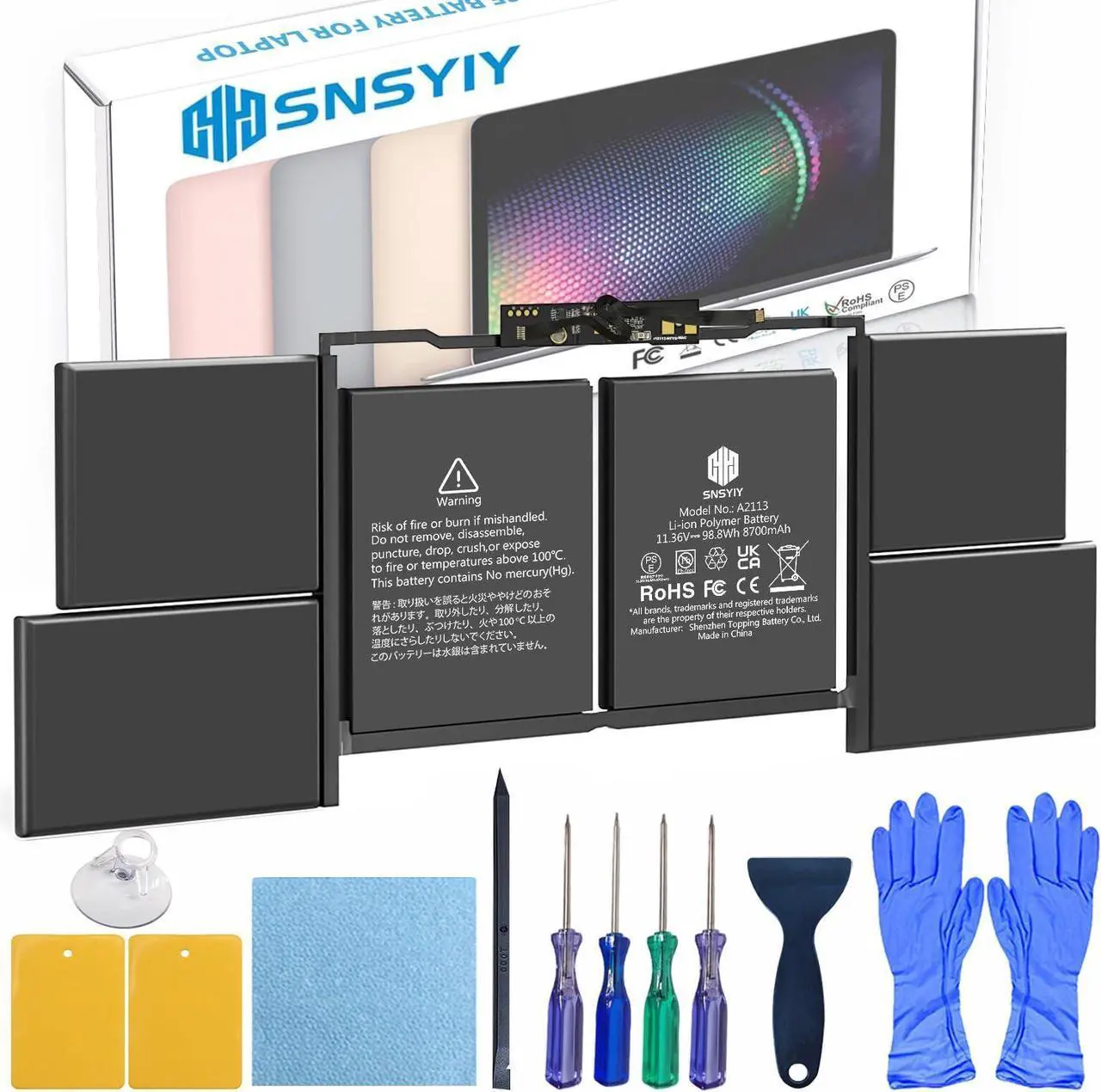 Main image of A2141 MacBook Pro Battery Replacement, A2113 Battery for MacBook Pro 16 Inch A2141 Retina Series (Year 2019 2020) (EMC 3347, MVVL2 MVVL2LL/A MVVM2 MVVM2LL/A MVVJ2 MVVJ2LL/A MVVK2 MVVK2LL/A 8700mAh)