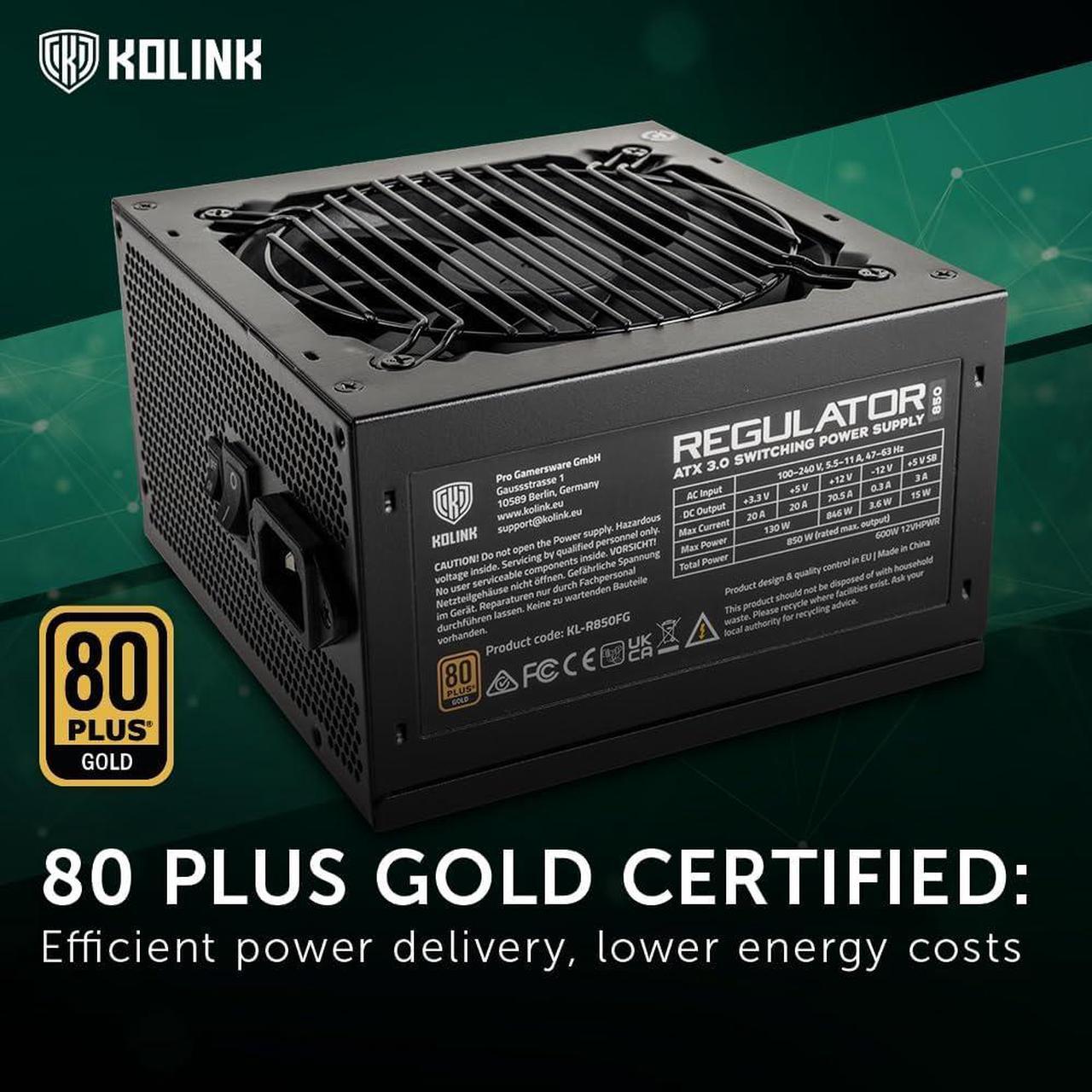 Alt view image 2 of 7 - Regulator Series PSU, 80 Plus Gold, ATX 3.0, Fully Modular, PCIe 5.0, 12VHPWR, 100% Japanese Capacitors, 140mm, 850W