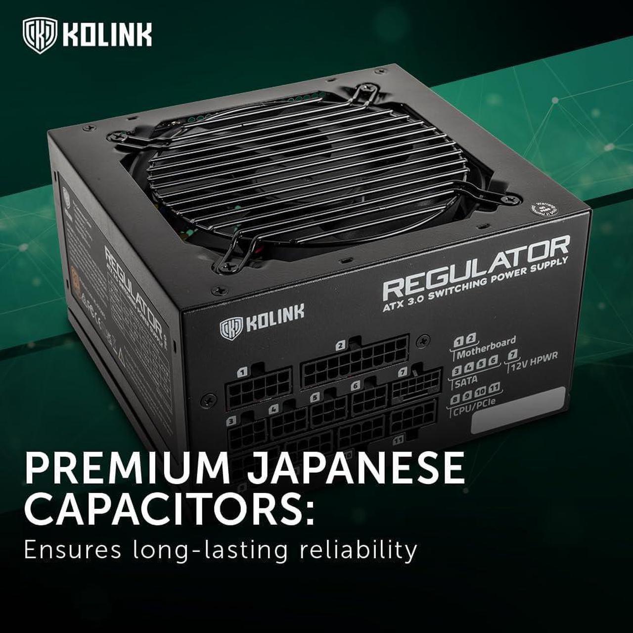 Alt view image 4 of 7 - Regulator Series PSU, 80 Plus Gold, ATX 3.0, Fully Modular, PCIe 5.0, 12VHPWR, 100% Japanese Capacitors, 140mm, 850W