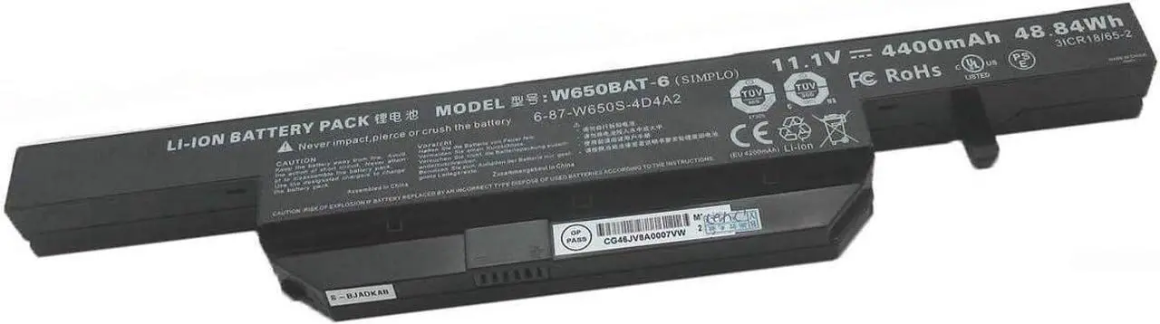 Alt view image 4 of 5 - W650BAT-6 6-87-W650-4E42 6-87-W650S-4D4A3 Laptop Battery Replacement for Clevo W650 W650S W650SC W650SH W650SJ W650SR W650SZ W670SJQ Hasee K610C K650D K570N K710C K590C K750D(11.1V 48.84Wh)