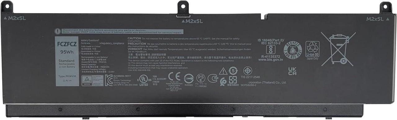 Main image of PKWVM Battery Replacement for Dell Precision 7550 7560 / Precision 7750 7760 Series C903V 068N03 0447VR 0CR72X CR72X 11.4V 95Wh 7922mAh 6-Cells