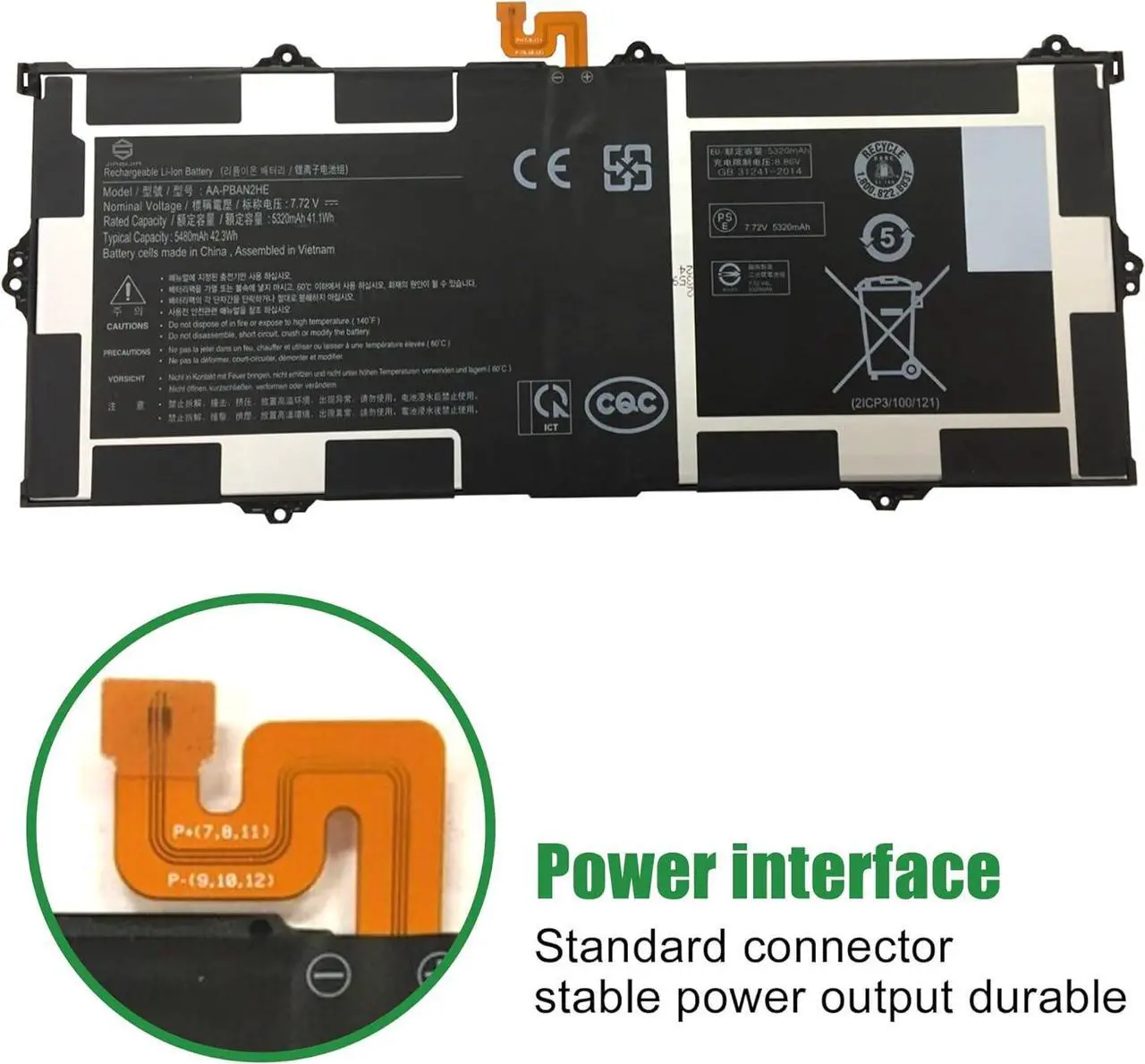 Alt view image 3 of 6 - AA-PBAN2HE Laptop Battery Replacement for Samsung Galaxy Book Go 340XDA NP340XLA Series Notebook Black 7.72V 42.3Wh 5480mAh