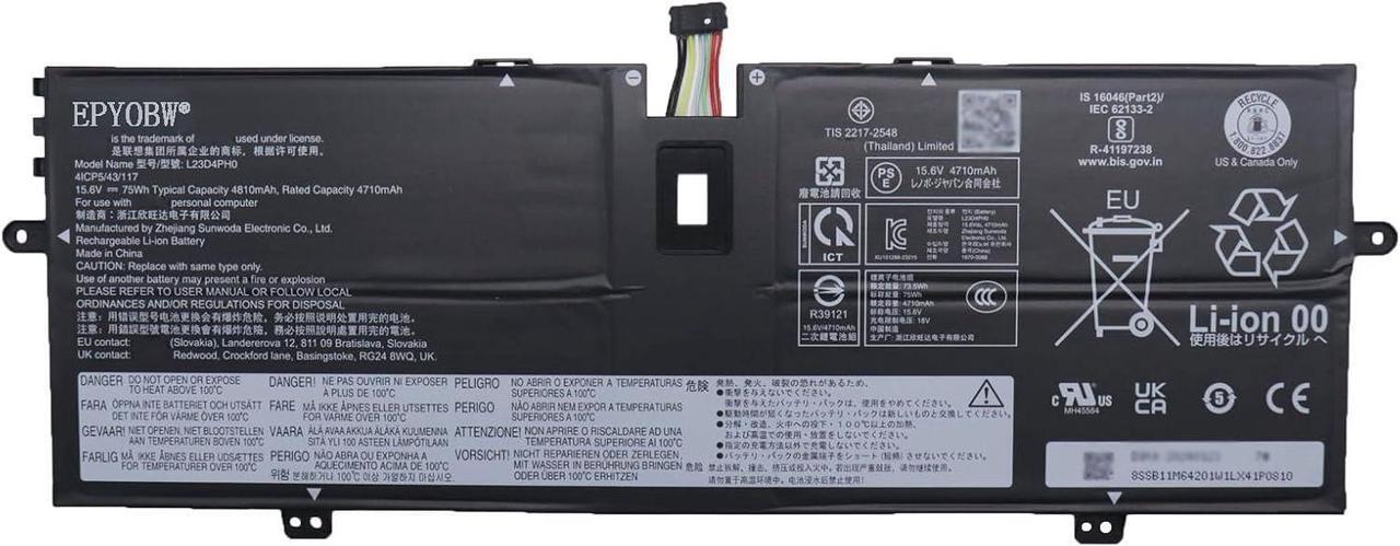 Main image of L23D4PH0 Laptop Battery 75Wh 4810mAh 15.6V Compatible with Lenovo ThinkBook Plus G5 Tab&ThinkBook Plus G5 Station/Yoga 9 2-in-1 14IMH9 Series SB11M64201 5B11M64202 L23M4PH0 SB11M64204