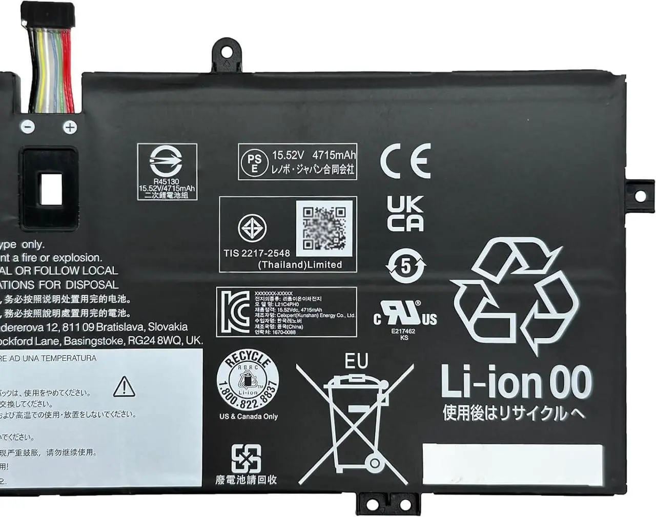 Alt view image 3 of 5 - L21C4PH0 L21D4PH0 Laptop Battery 75Wh 4835mAh 4-Cell 15.52V Compatible with Lenovo IdeaPad Yoga 9-14IAP7 82LU / Yoga 9-14IRP8 83B1 Series L21B4PH0