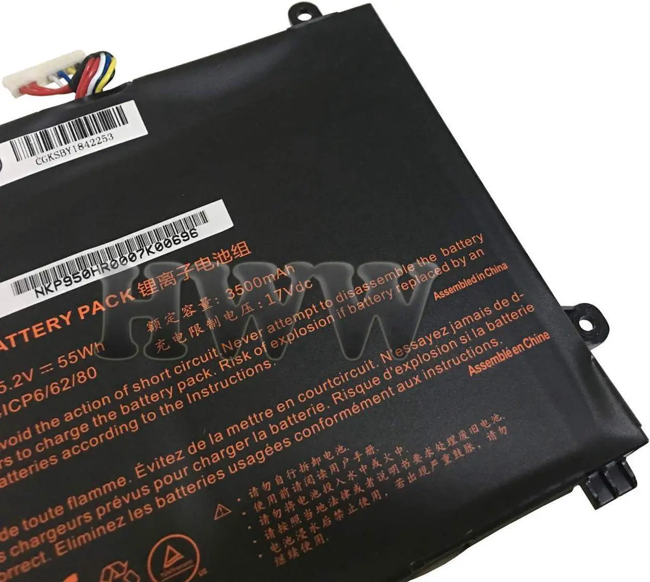 Alt view image 3 of 4 - HWW New 15.2V 55Wh 3500mAh P950BAT-4 Battery Replacement for Clevo P950HP6 Sager NP8950 6-87-P950S-51E00 6-87-P950S-52B01 Series