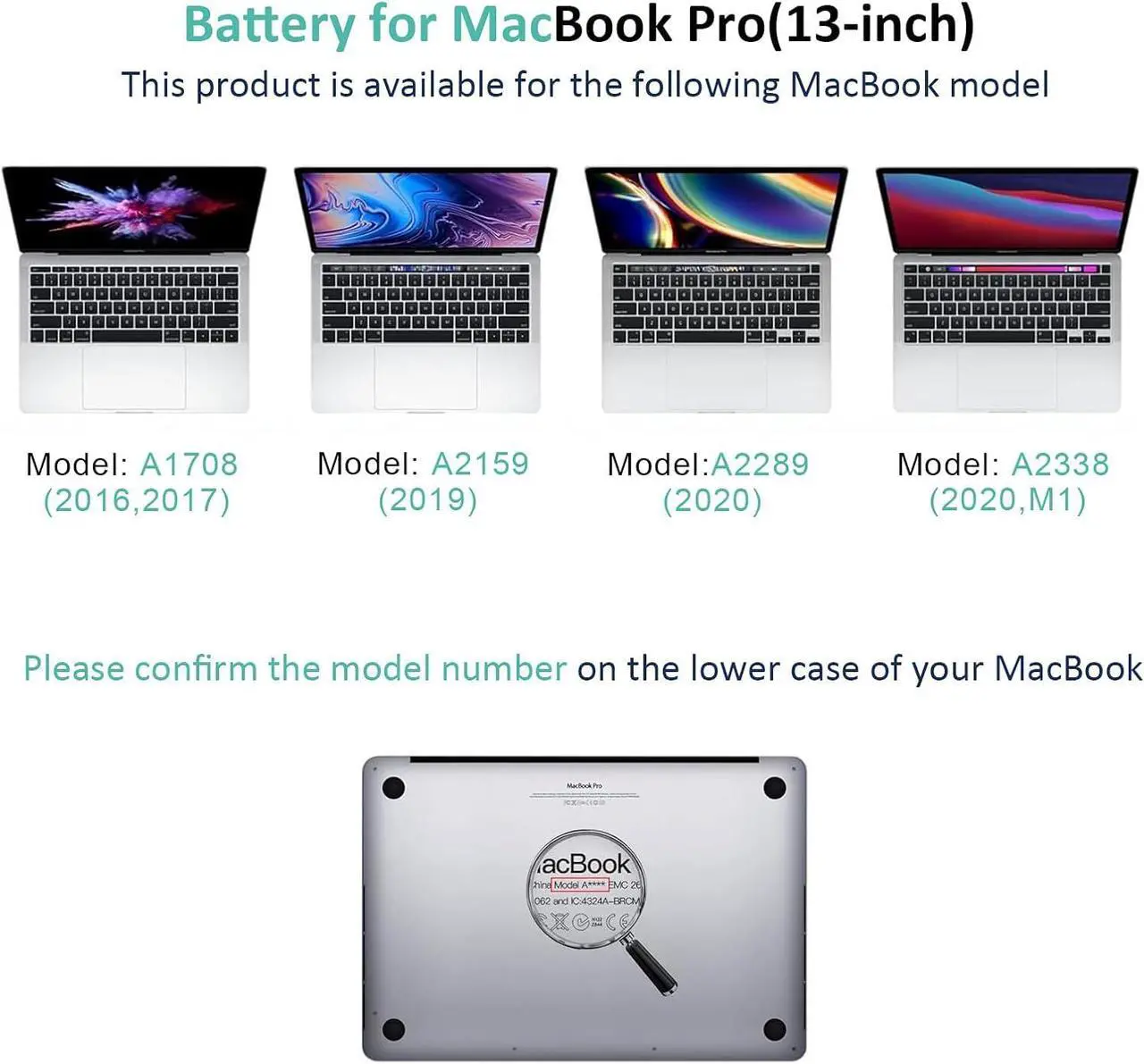 Alt view image 5 of 7 - MacBook Pro A1708 A1713Battery Replacement for 13-Zoll A1708(2016,2017) A2159(2019) A2289(2020) A2338(2020,2022) EMC 3301 3164 2978 A1713 A2171Battery