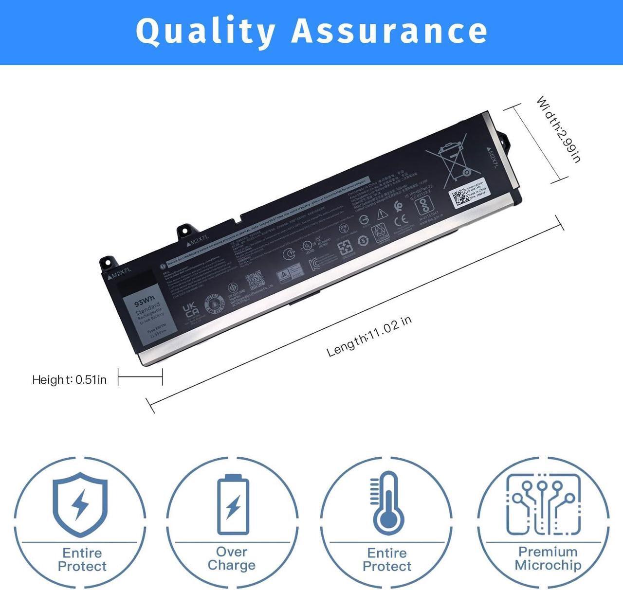 Alt view image 4 of 6 - X9FTM Laptop Battery Replacement for Dell Precision 7770 7670 7680 7780 Series Notebook RCVVT 965V4 0965V4 5JMD8 05JMD8 [11.55V 93Wh]