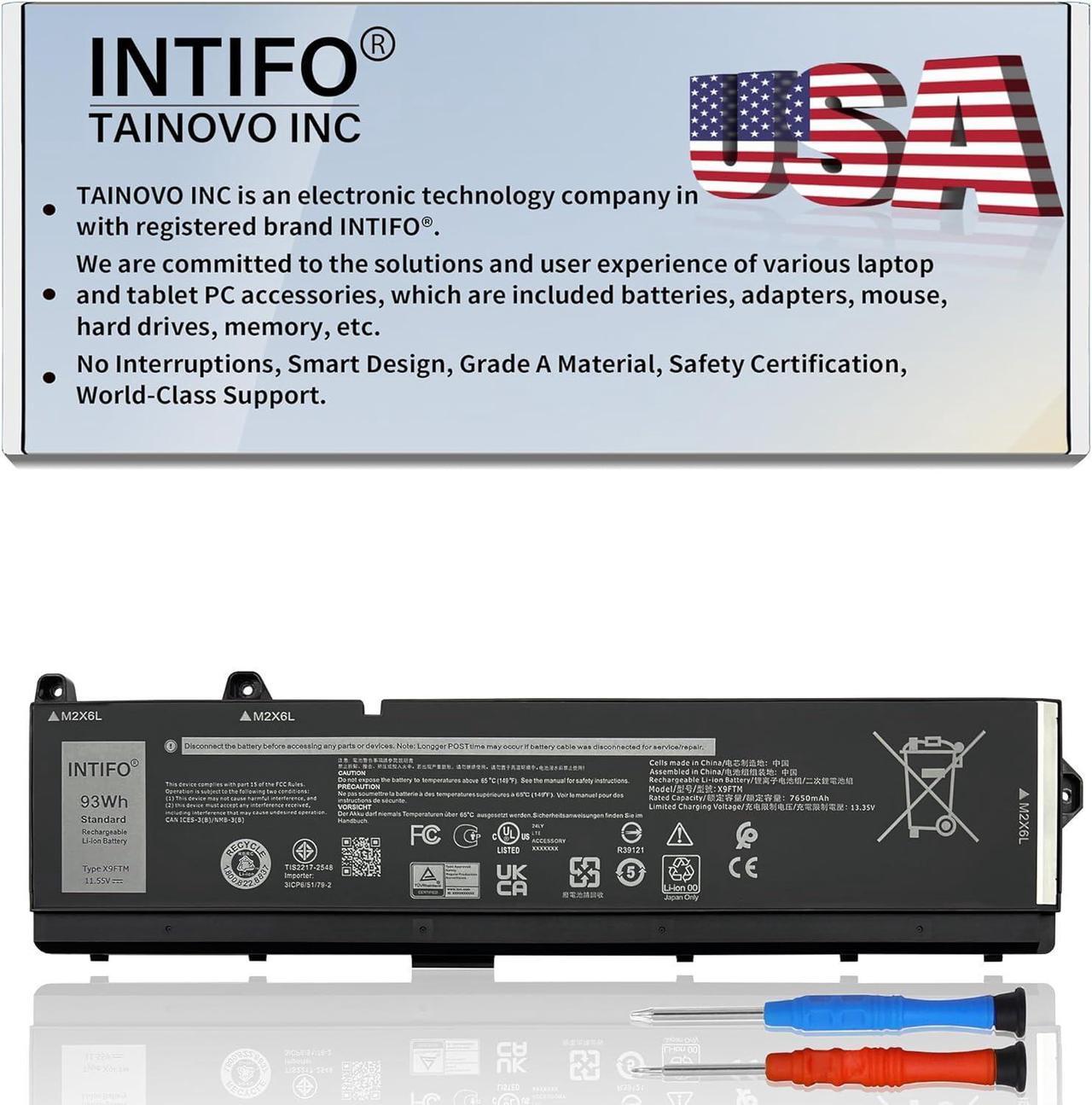 Main image of 93Wh X9FTM Laptop Battery Compatible with Dell Precision 7670 7680 Precision 7770 7780 Series Notebook 05JMD8 5JMD8 0965V4 965V4 RCVVT 0NWDC0 NWDC0 0X26RT X26RT [11.55V 7650mAh 6-Cell]