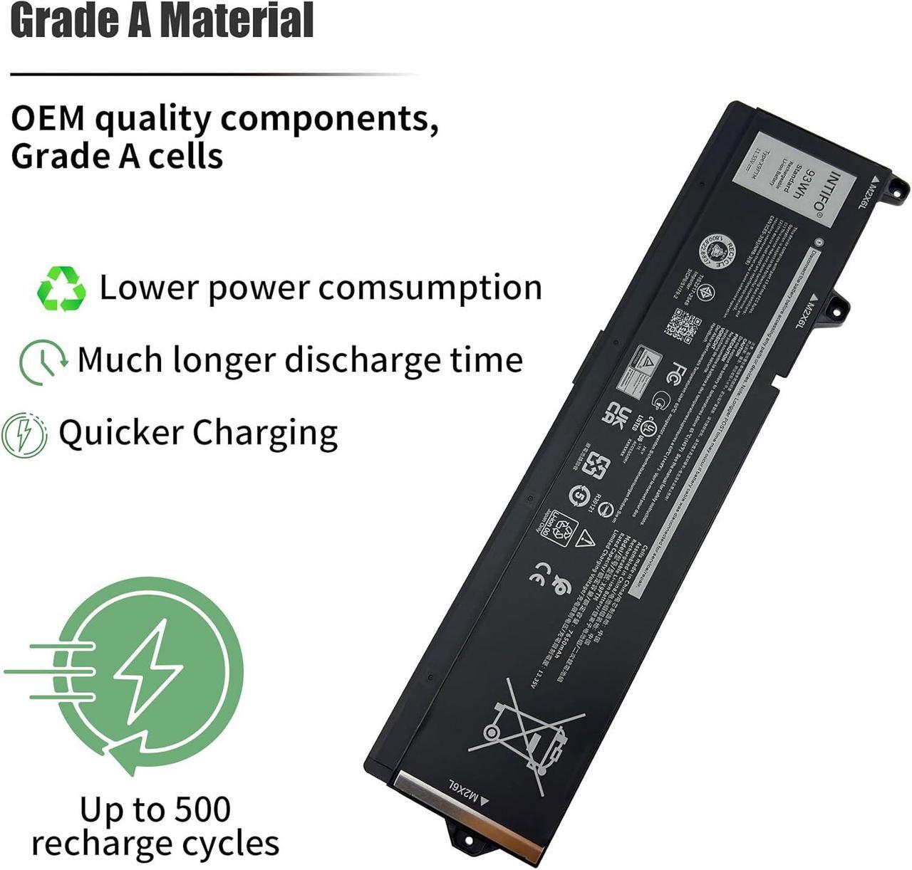 Alt view image 4 of 7 - 93Wh X9FTM Laptop Battery Compatible with Dell Precision 7670 7680 Precision 7770 7780 Series Notebook 05JMD8 5JMD8 0965V4 965V4 RCVVT 0NWDC0 NWDC0 0X26RT X26RT [11.55V 7650mAh 6-Cell]