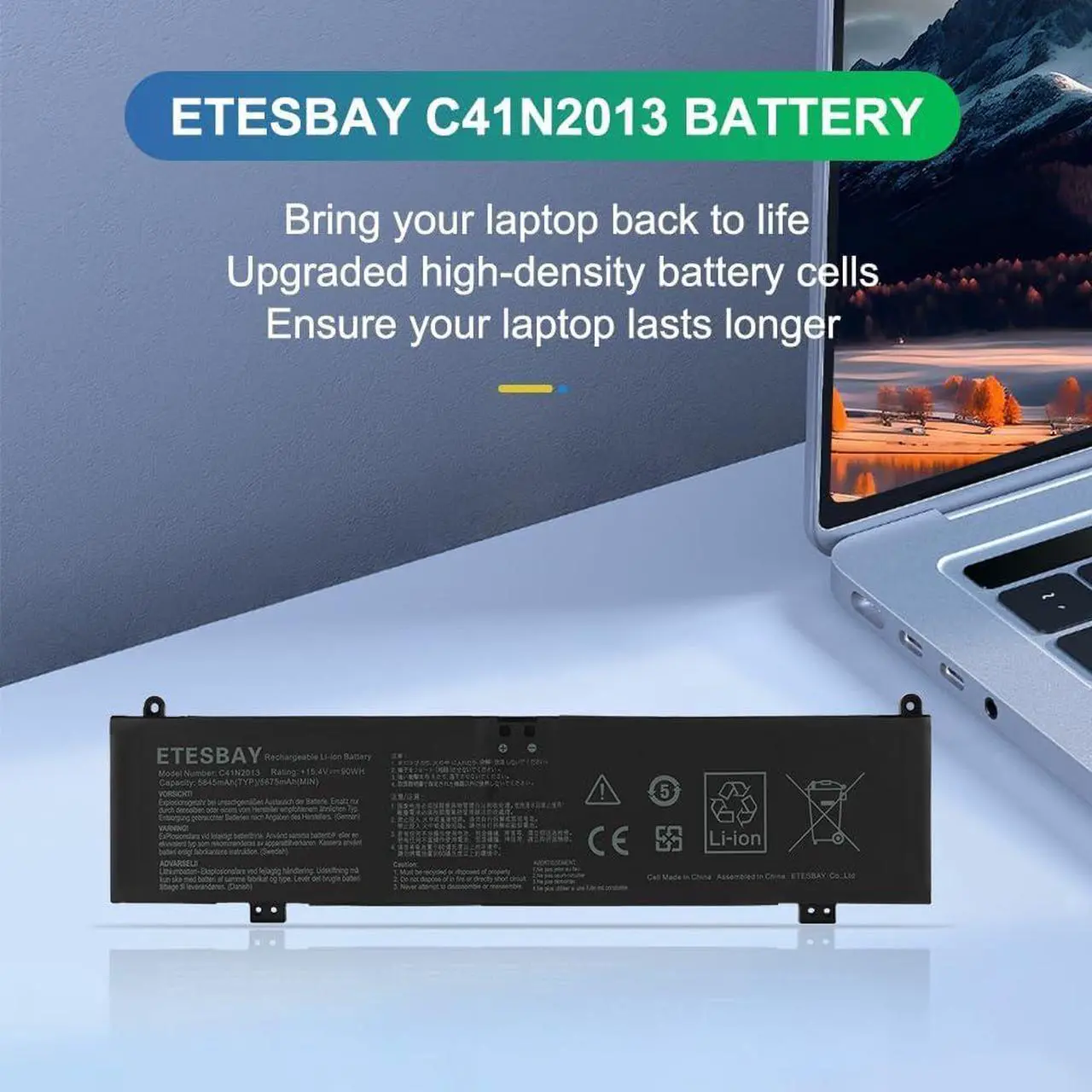 Alt view image 2 of 7 - C41N2013 C41N2013-1 Battery Replacement for ASUS ROG Strix G15 G513 G513IM G17 G713 G713IM G713QM Scar 15 G533 G533QM G533QR 17 G733 G733ZM Zephyrus G15 GA503 S17 GX703 M16 GU603 GU603HE