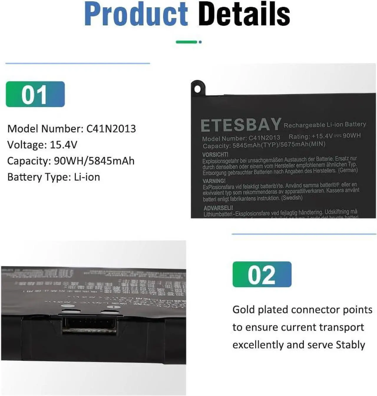 Alt view image 4 of 7 - C41N2013 C41N2013-1 Battery Replacement for ASUS ROG Strix G15 G513 G513IM G17 G713 G713IM G713QM Scar 15 G533 G533QM G533QR 17 G733 G733ZM Zephyrus G15 GA503 S17 GX703 M16 GU603 GU603HE