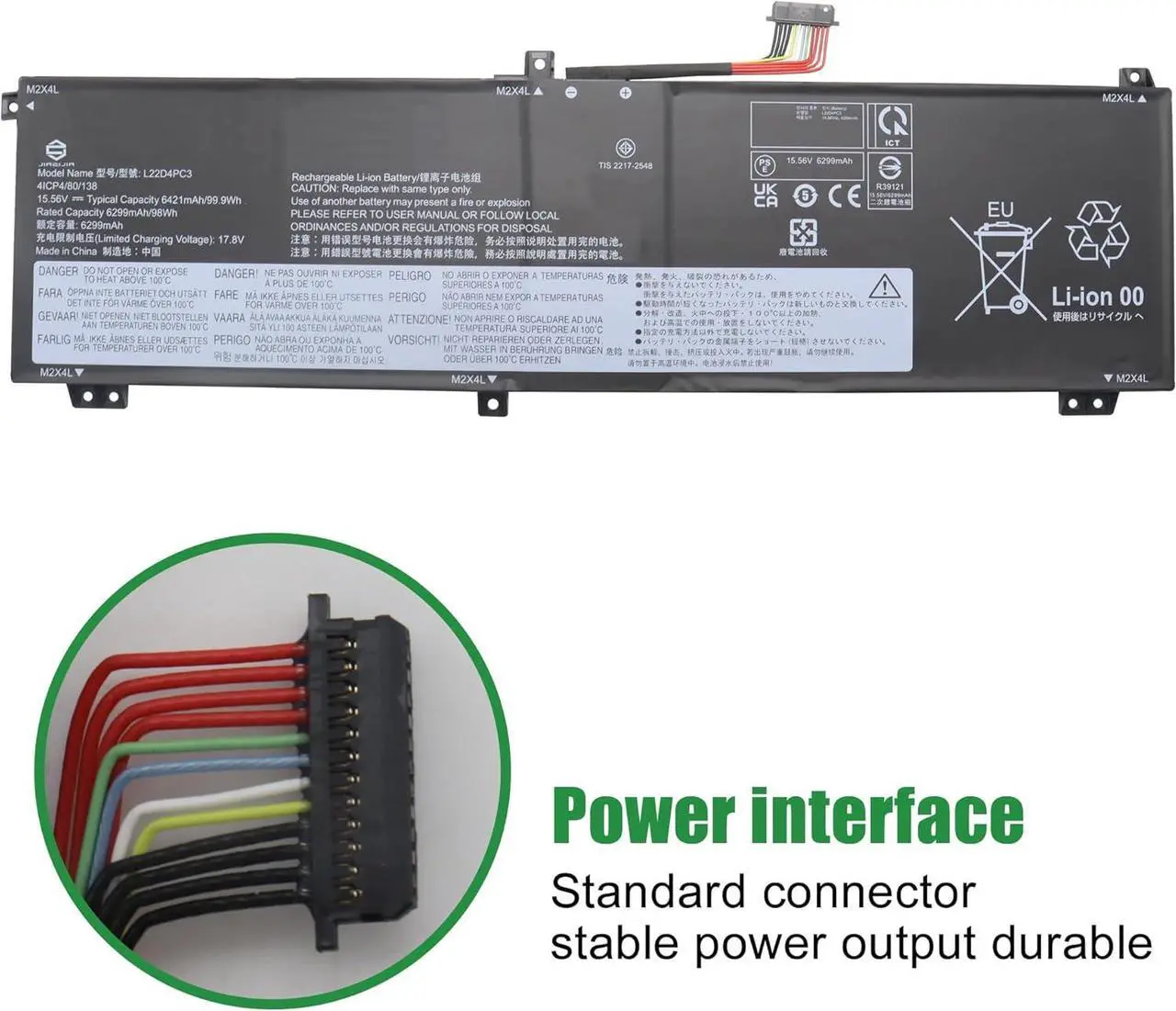 Alt view image 3 of 6 - L22D4PC3 Laptop Battery Replacement for Lenovo Legion S7 16IRH8 16APH8 Legion 9 16IRX8 16IRX9 Series SB11K39159 5B11K39160 SB11N45992 5B11N45966 L22M4PC3 SB11K39156 L22C4PC3 15.56V 99.9Wh
