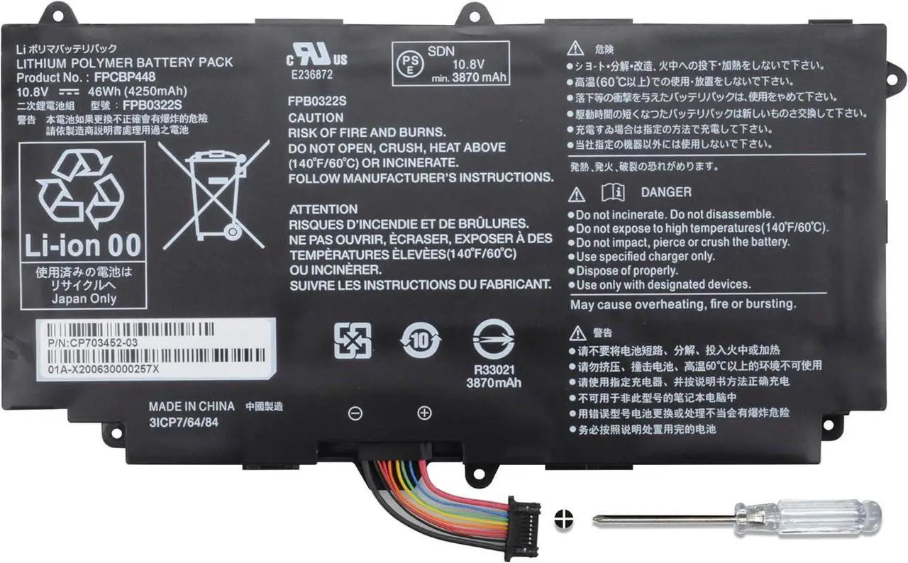 Main image of New FPCBP448 Laptop Battery for Fujitsu Stylistic Q736 Q737 Q775 Series Notebook FPB0322S 3ICP7/64/84 10.8V/46Wh/4250mAh