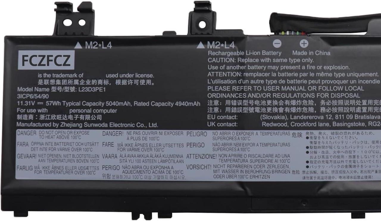 Alt view image 2 of 4 - L23D3PE1 Laptop Battery 57Wh 5040mAh Replacement for Lenovo IdeaPad 5 2-in-1 14IRU9 83DT Series SB11M74073 5B11M74074 L23M3PE1 SB11M74075 5B11M74076 SB11M74072 5B11M74077 11.31V 3-Cell