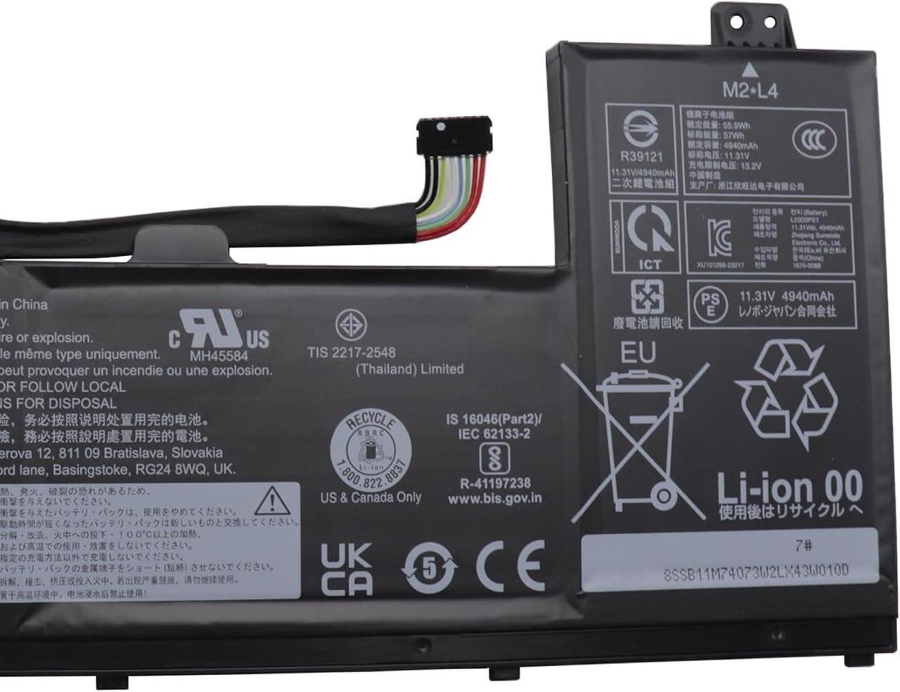 Alt view image 3 of 4 - L23D3PE1 Laptop Battery 57Wh 5040mAh Replacement for Lenovo IdeaPad 5 2-in-1 14IRU9 83DT Series SB11M74073 5B11M74074 L23M3PE1 SB11M74075 5B11M74076 SB11M74072 5B11M74077 11.31V 3-Cell