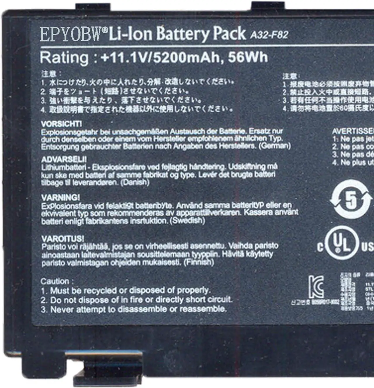Alt view image 2 of 5 - A32-F82 Laptop Battery 46Wh 4400mAh 11.1V Compatible with Asus F52 F82 F83S K40 K40lJ K40lN K40E K50 K50I K51 K60 K61 P50 P81 X5D X5E X5C Series A32-F52 A32-K40 L0690L6 L0A2016 90-NLF1B2000Y