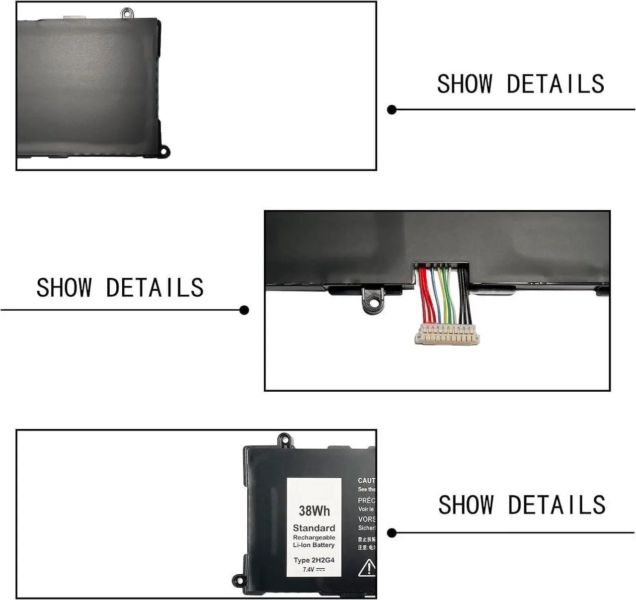 Alt view image 4 of 6 - 2H2G4 21CP5/63/105 2217-2548 TXJ69 HFRC3 Laptop Battery Replacement for Dell Venue 11 Pro 7140 Series (7.4V 38Wh)