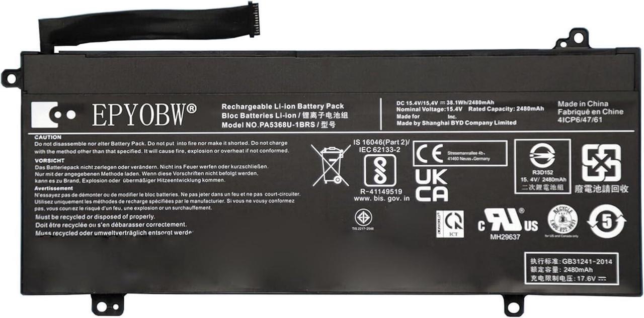 Main image of PA5368U-1BRS Laptop Battery 38.1Wh 2480mAh 4-Cell 15.4V Compatible with Toshiba Dynabook Satellite Pro L50-G Series 4ICP6/47/61