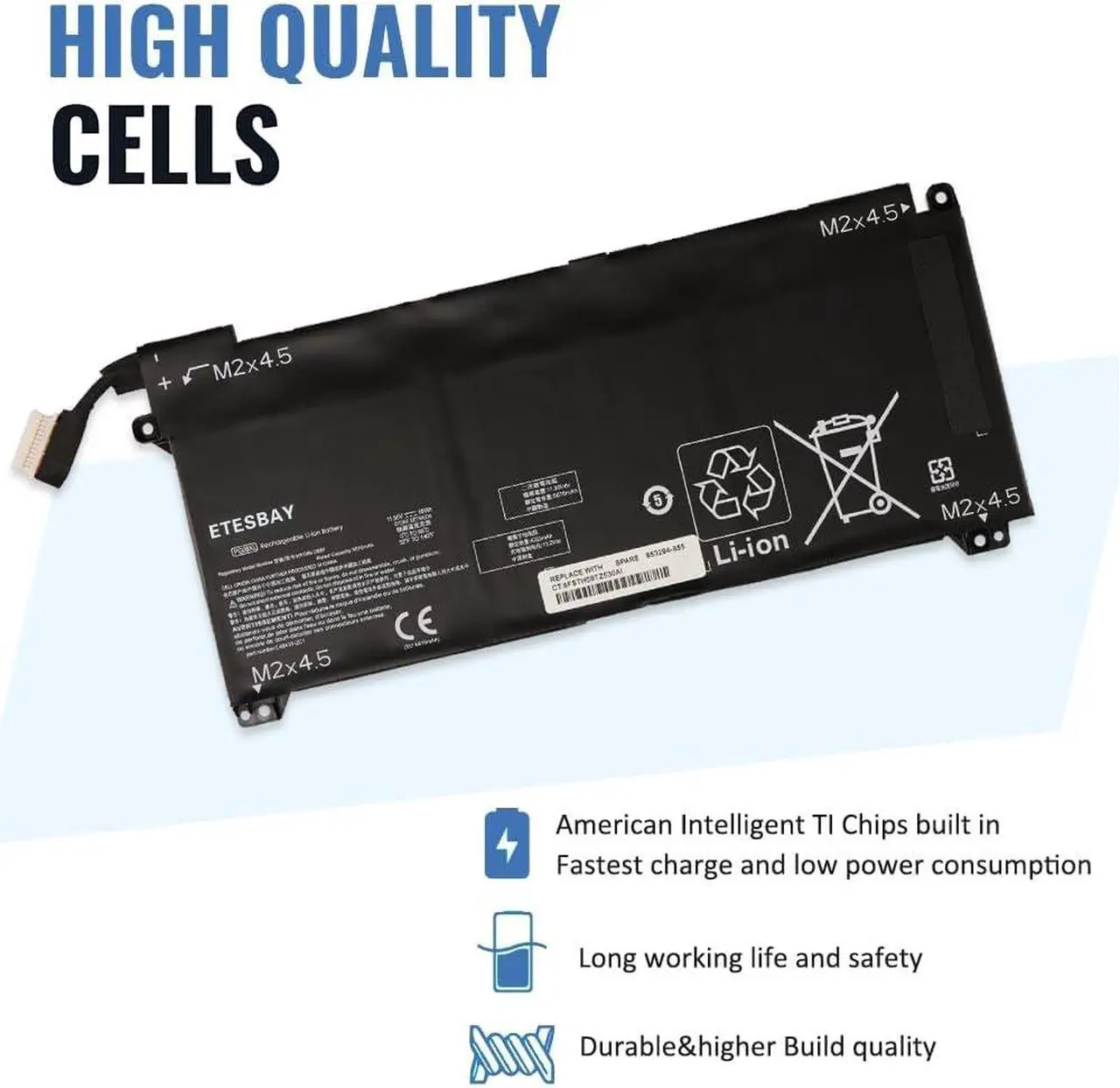 Alt view image 3 of 7 - PG06XL Laptop Battery Compatible with HP OMEN 15T-DH000 15T-DH100 15-DH1025TX 15-DH1019NR HSTNN-DB9F L48497-005 L48431-2C1 11.55V 69WH/5974mAh