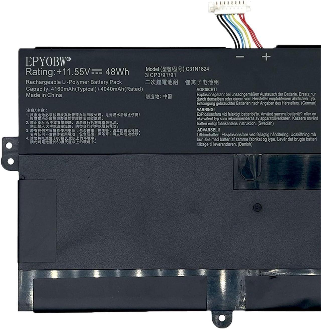 Alt view image 3 of 5 - C31N1824 Laptop Battery 48Wh 4160mAh 3-Cell 11.55V Compatible with ASUS Chromebook Flip C434 C434T C434TA C434TA-1A C434TA-DS384 C434TA-DS384T C434TA-DSM4T Series 3ICP3/91/91 0B200-03290000