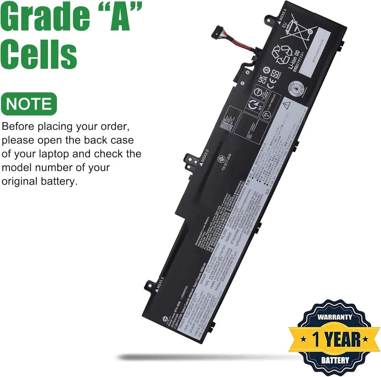 Alt view image 4 of 6 - L22M3PG5 Laptop Battery Replacement for Lenovo ThinkPad E14 Gen 5 Gen 6 E16 Gen 1 Gen 2 2023 2024 Series SB11K63030 5B11K63029 L22L3PG5 SB11K63027 5B11K63034 L22B3PG5 L22D3PG5 11.52V 57Wh