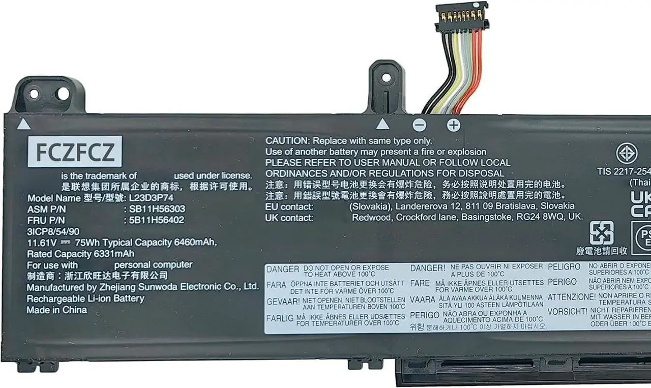 Alt view image 2 of 5 - L23D3P74 Battery 75Wh 6460mAh Replacement for Lenovo ThinkPad P14s Gen 5 / P16s Gen 3 Series L23D3P74 SB11H56303 5B11H56402 SB11H56302 5B11H56401 11.61V3-cell