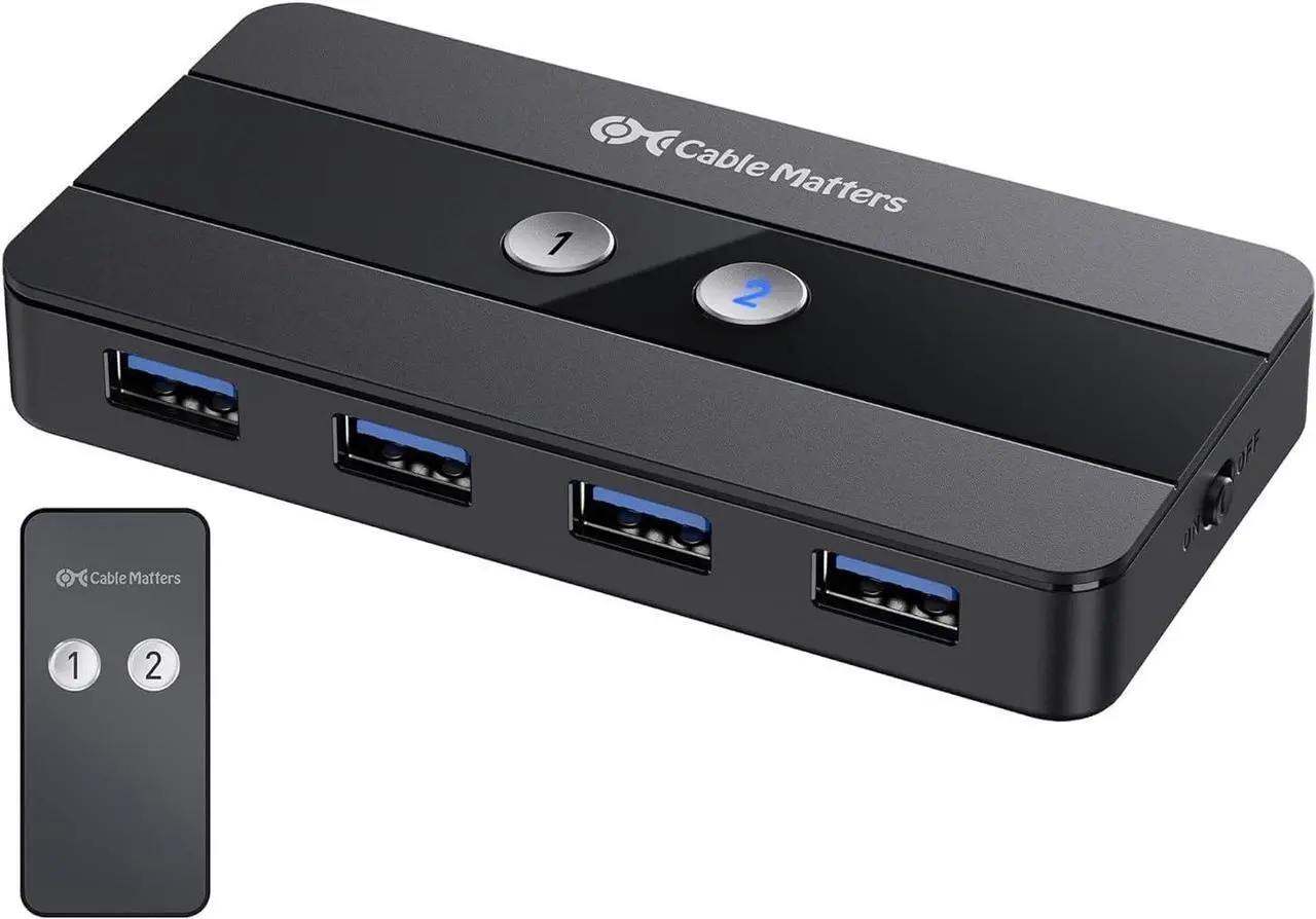 Main image of Cable Matters Dual 4K 60Hz USB C KVM Switch for 2 Computers 2 Monitors (Not Work with Desktop PCs or Chromebooks) with RF Remote Control, HDMI, DisplayPort & 4X USB 3.0 Compatible with Thunderbolt 4