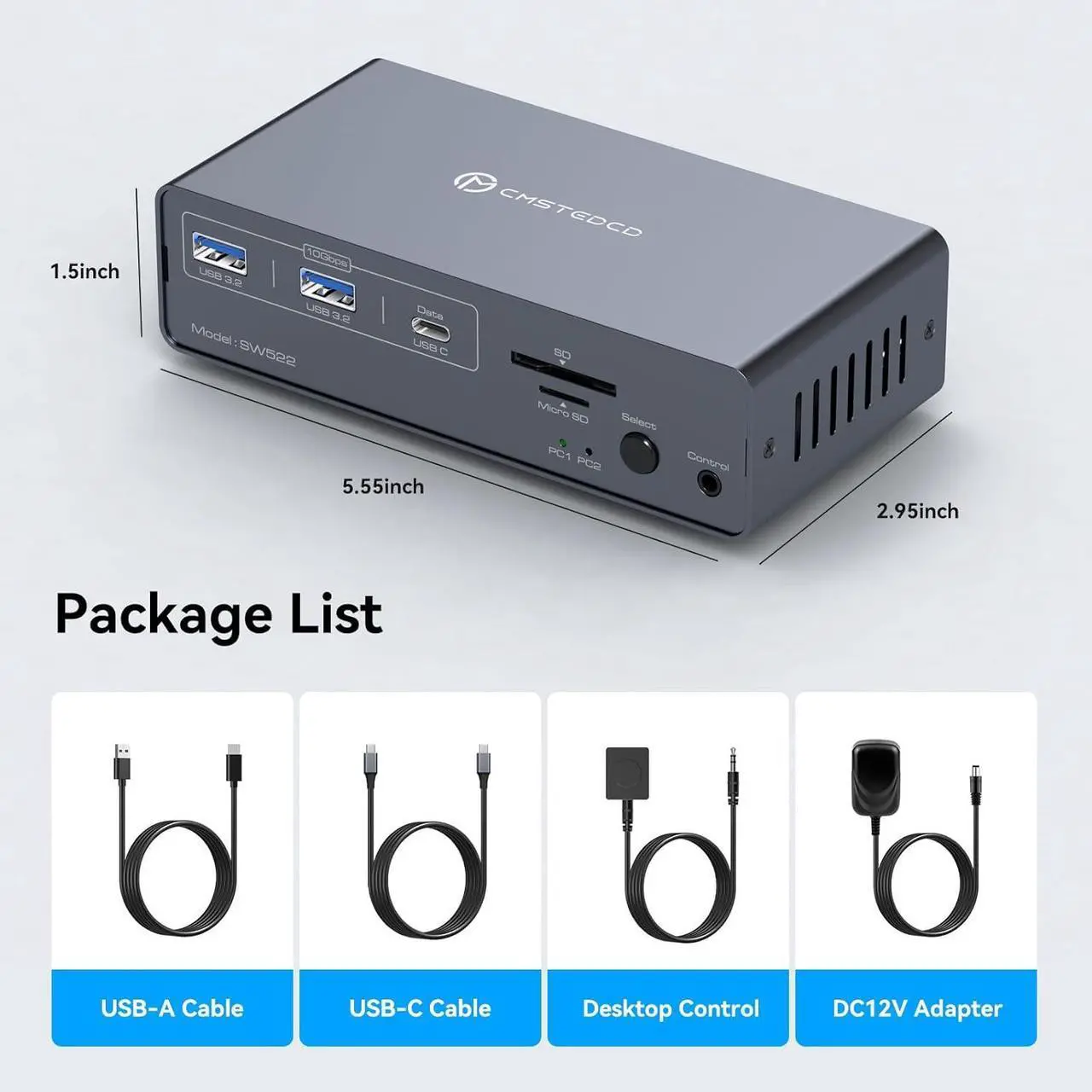 Alt view image 6 of 7 - Ennovor KVM Docking Station 4K60Hz HDMI & 4K120Hz DP KVM Switch 2 Monitors 2 Computers for Laptop and Desktop 10Gbps USBC+USBA 3.2 Date 5Gbps USB3.0 Date and SD/microSD Card Slots