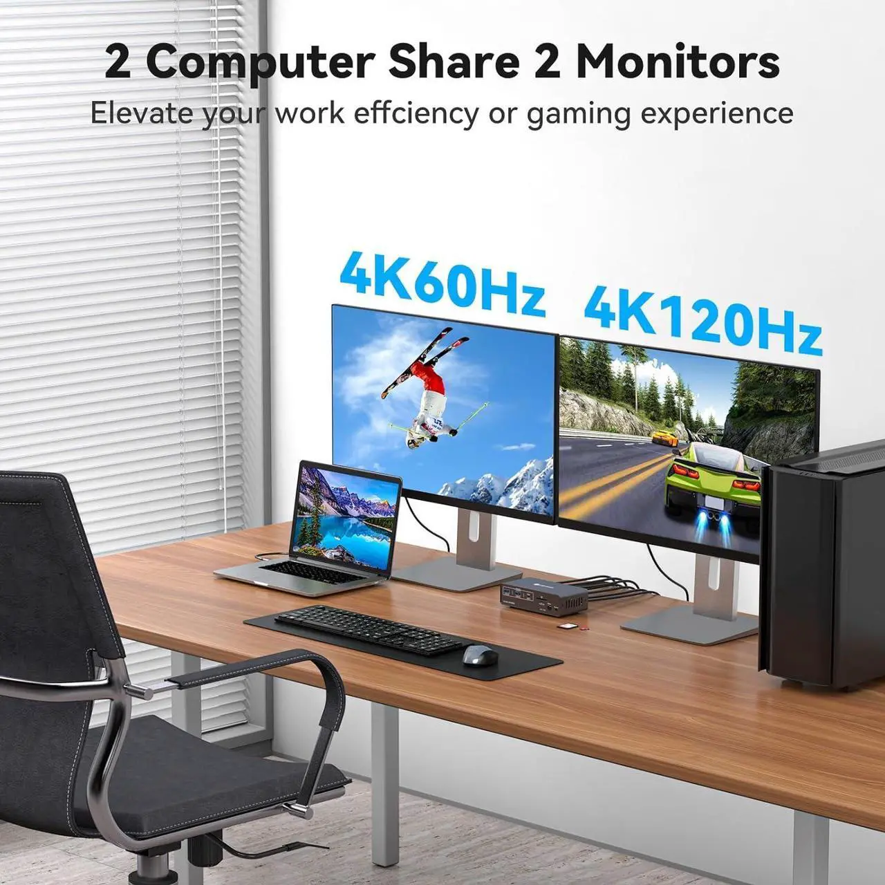 Alt view image 7 of 7 - Ennovor KVM Docking Station 4K60Hz HDMI & 4K120Hz DP KVM Switch 2 Monitors 2 Computers for Laptop and Desktop 10Gbps USBC+USBA 3.2 Date 5Gbps USB3.0 Date and SD/microSD Card Slots