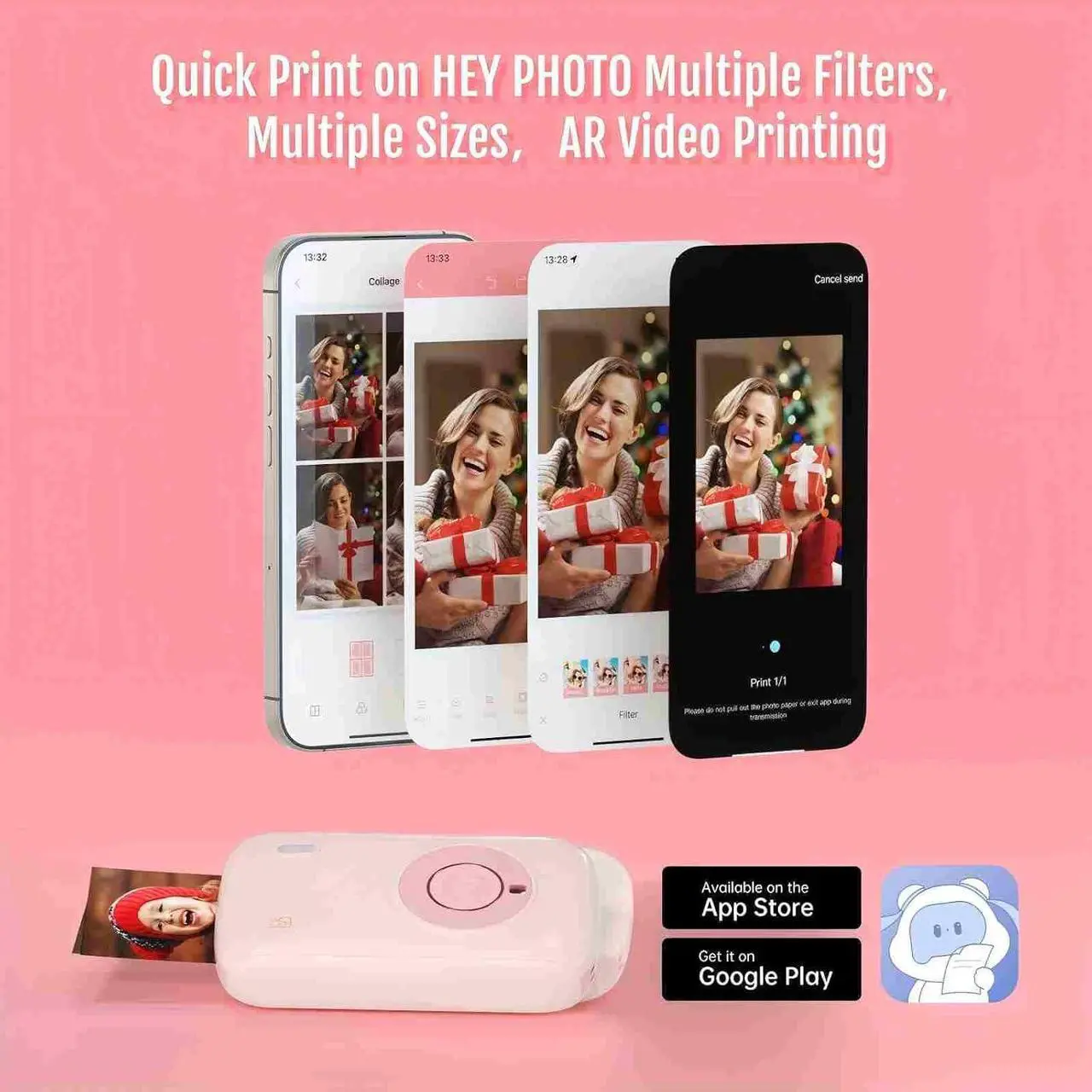 Alt view image 2 of 7 - Ennovor Mini Photo Printer for iPhone, Smartphone, Portable Instant Picture Printer with Bluetooth, Wireless Thermal Dye Sublimation Photo