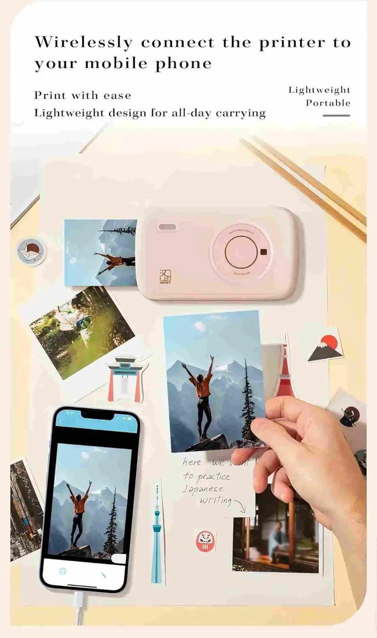 Alt view image 4 of 7 - Ennovor Mini Photo Printer for iPhone, Smartphone, Portable Instant Picture Printer with Bluetooth, Wireless Thermal Dye Sublimation Photo