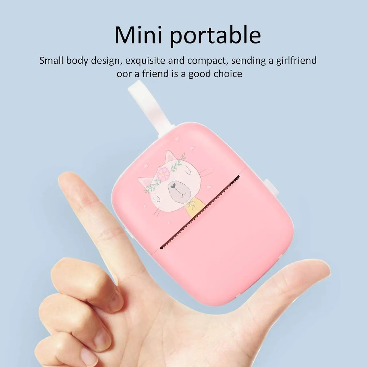 Alt view image 6 of 7 - Ennovor Mini Printer Hand Held Portable Photo Printer for Students, Wrong Question Printing, Connectivity, Battery, 203DPI Resolution (Pink (with Silicone Rope))