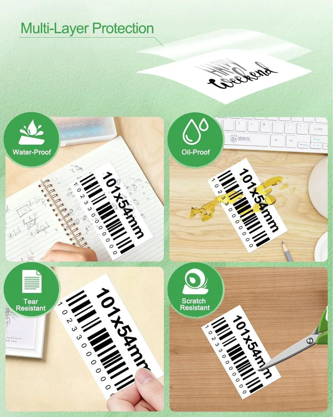 Alt view image 7 of 7 - Ennovor Phomemo M220 Label Maker Green & 1 Roll White Thermal Label 2.175"x4"(54x101mm), Upgrade 3 Inch Barcode Portable Printer, for Office & Small Business, Compatible with Phones&PC